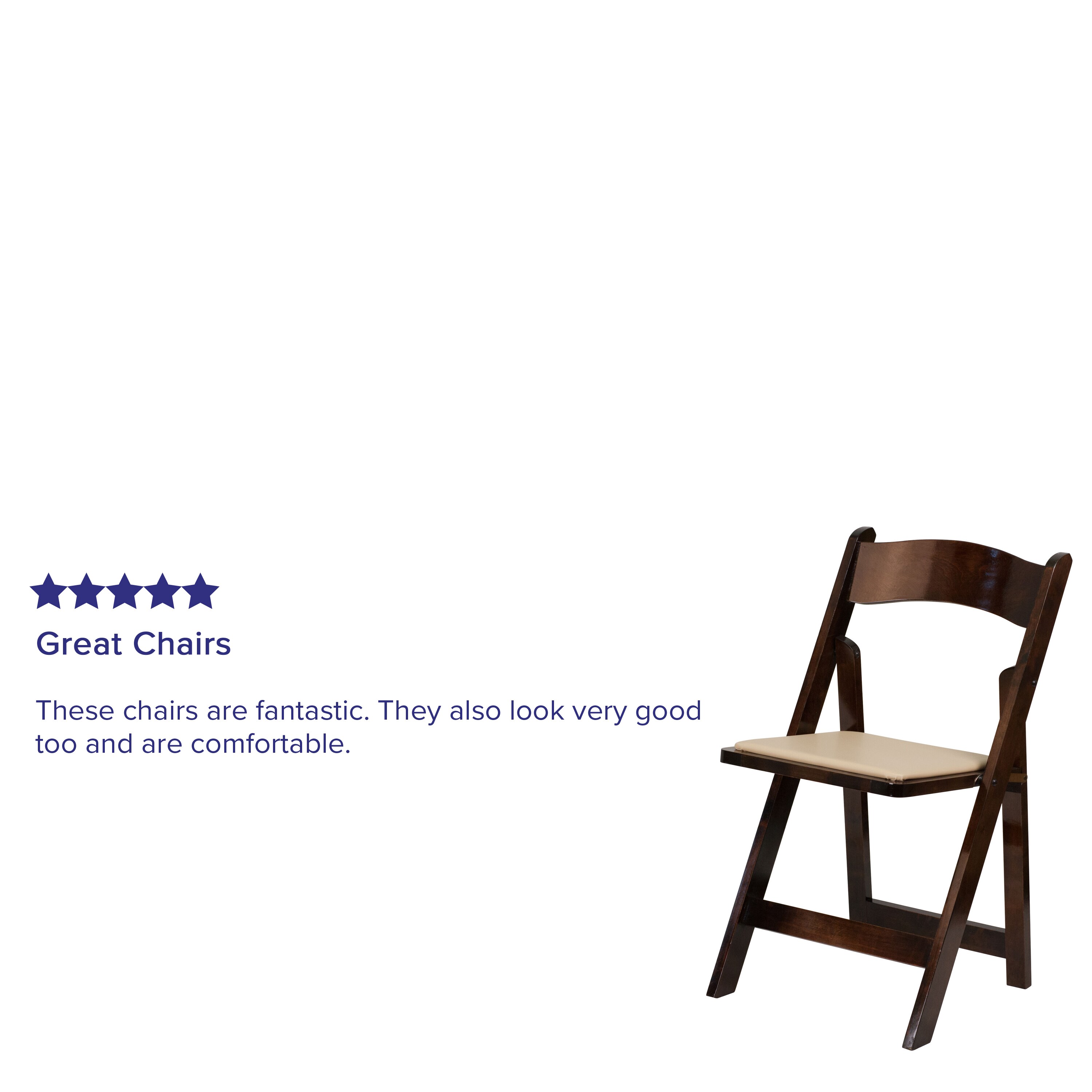 Fruitwood Beechwood Folding Dining Chair with Vinyl Padded Seat