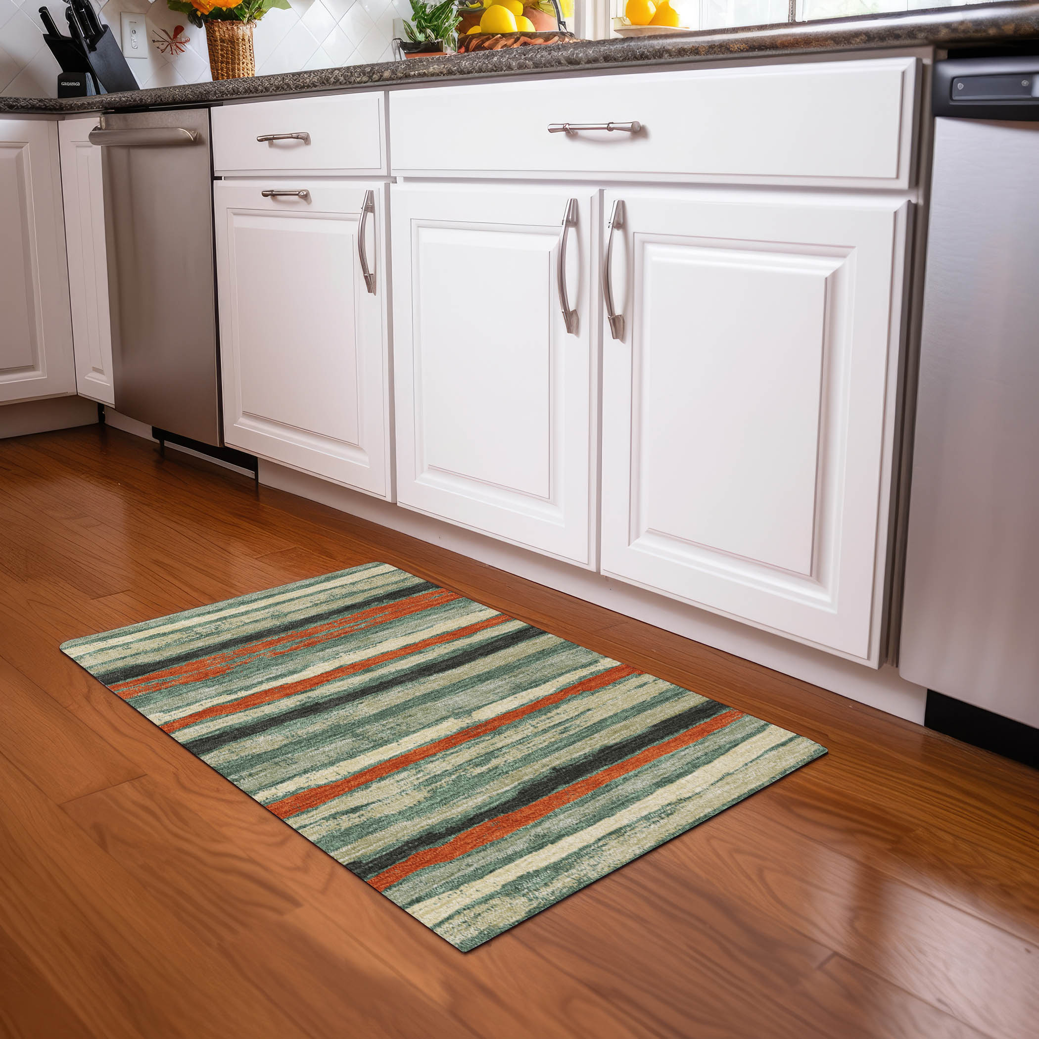 Sage Rectangular Synthetic Flat Woven Washable Rug 20" x 30"