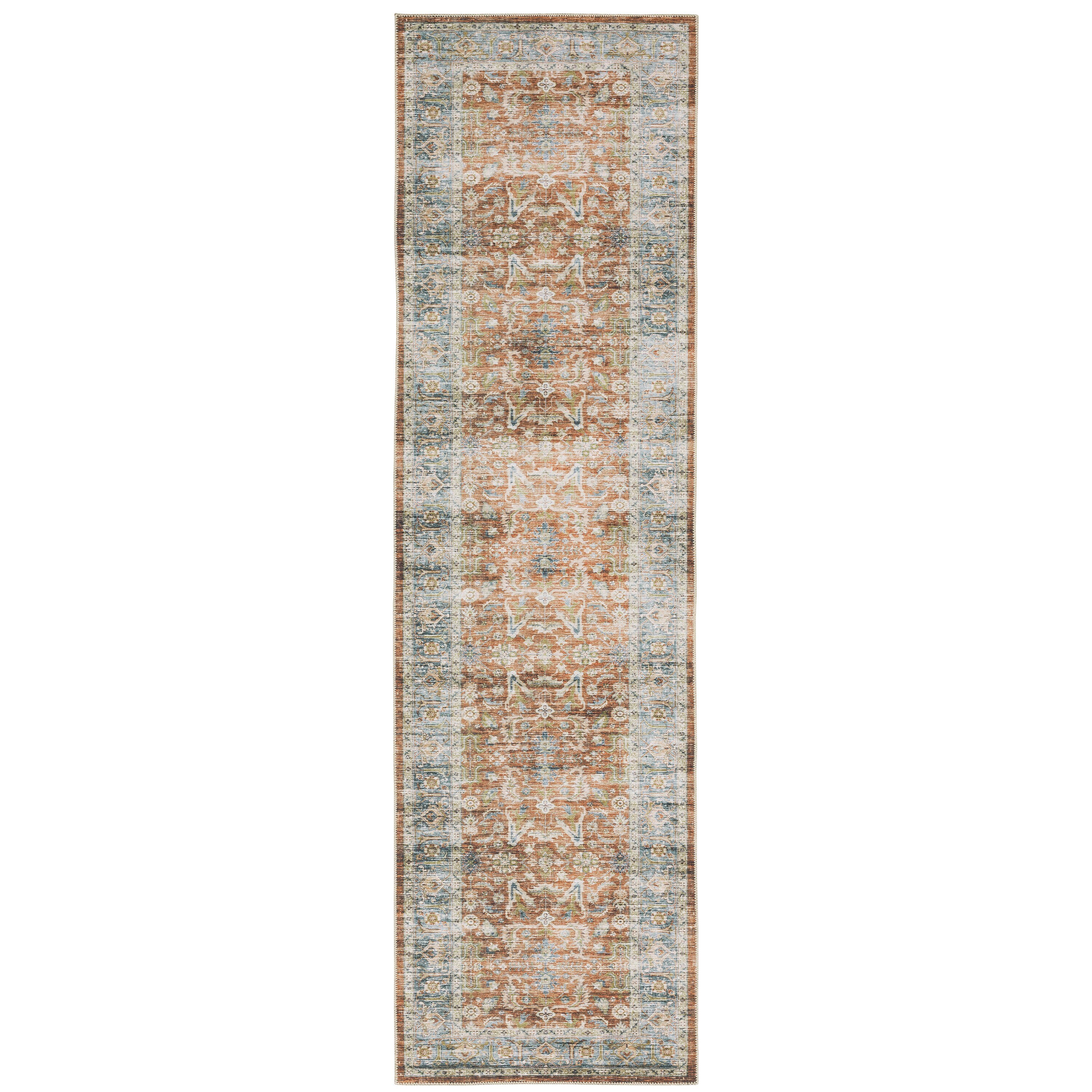 Archer Lane CHAR043L Brotherton 2 x 8 (ft) Tufted Polyester Rust Rectangular Indoor Distressed/Overdyed Vintage Machine washable Runner rug