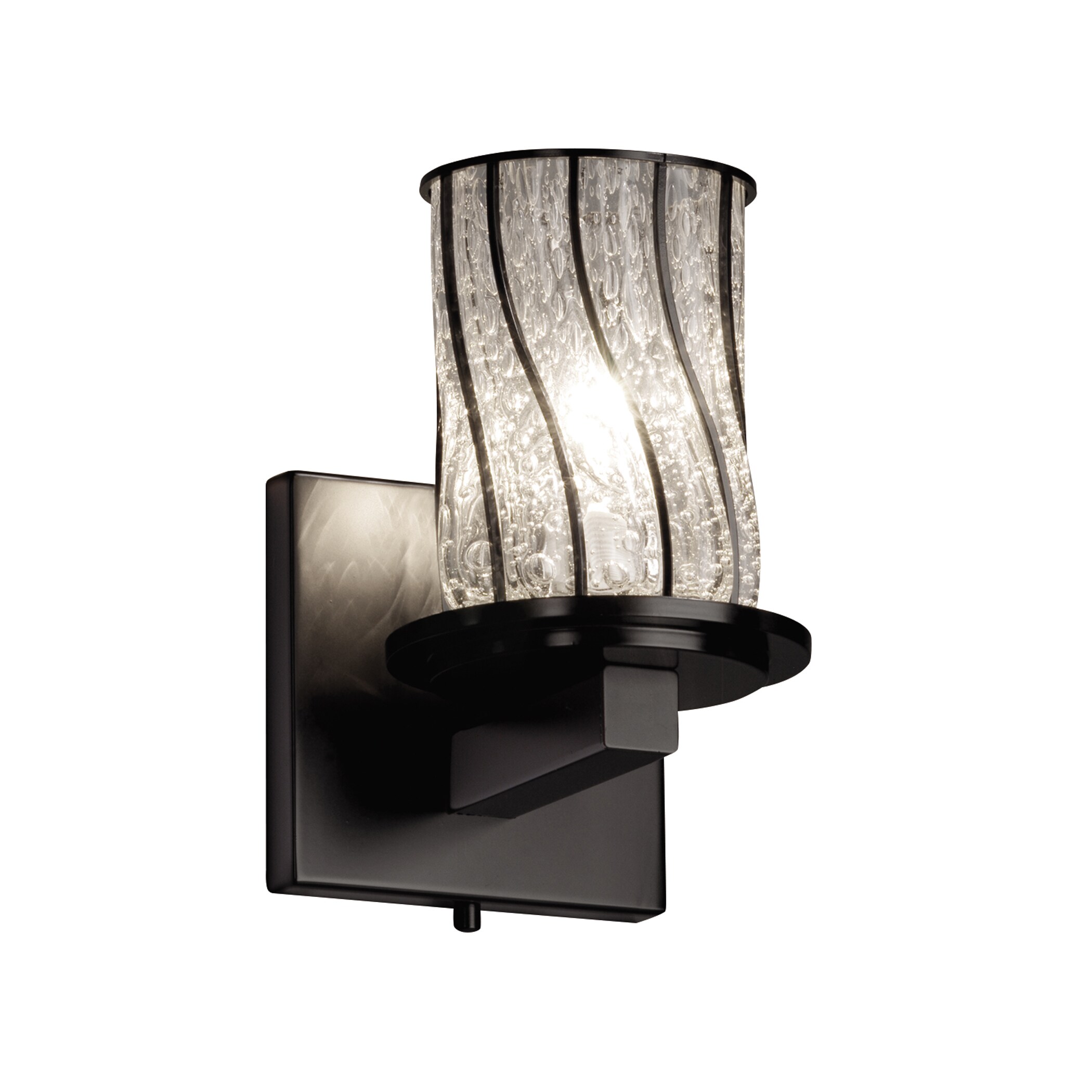 Justice Design Group WGL-8771-10-SWCB-MB Wire Glass 5-in 1-Light Matte Black Transitional Wall Sconce