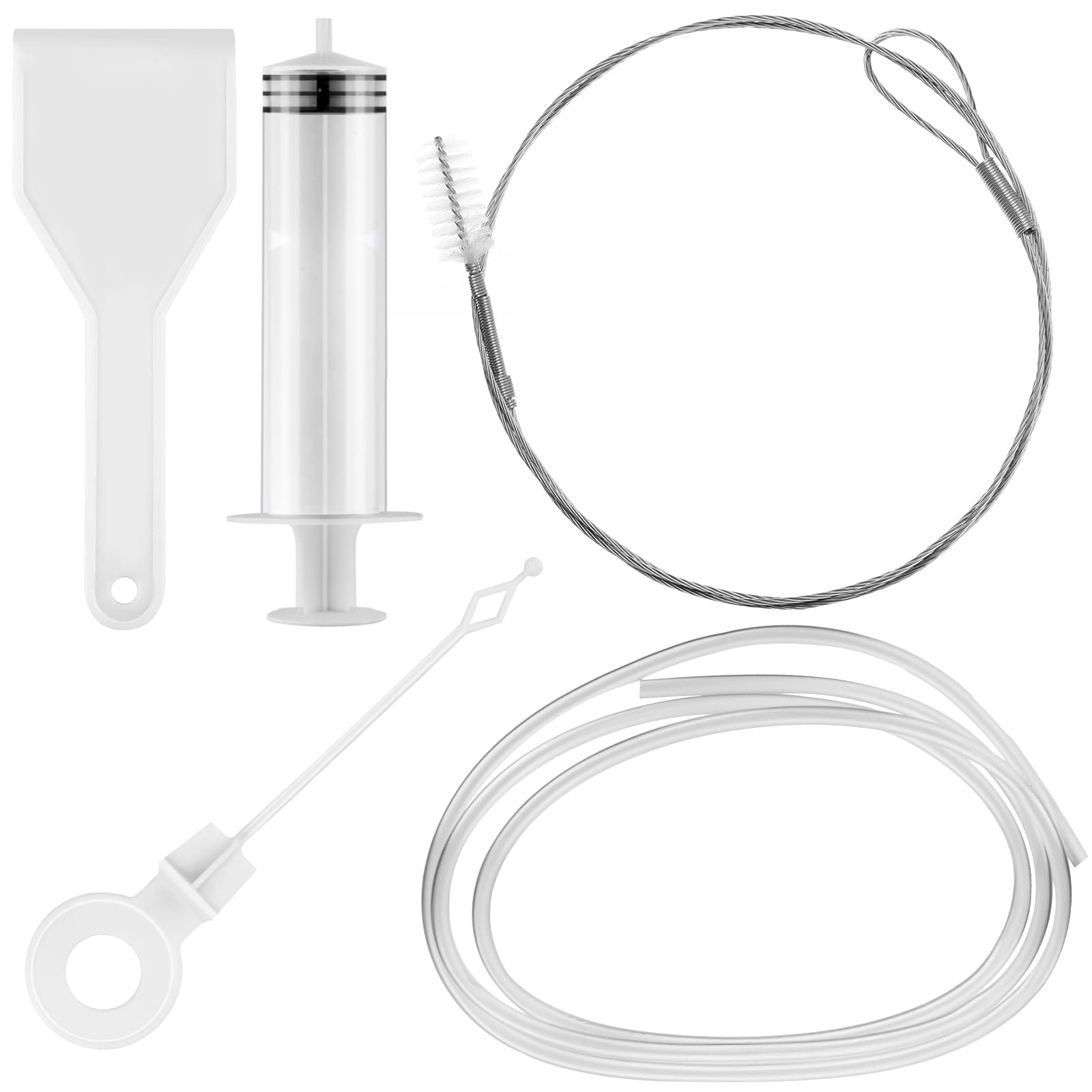 Vrbgify  5 pcs Refrigerator Drain Cleaning Tool Kit with Long Tube Brush Flexible Water Line Cleaner and Ice Shovel for Fridge Maintenance
