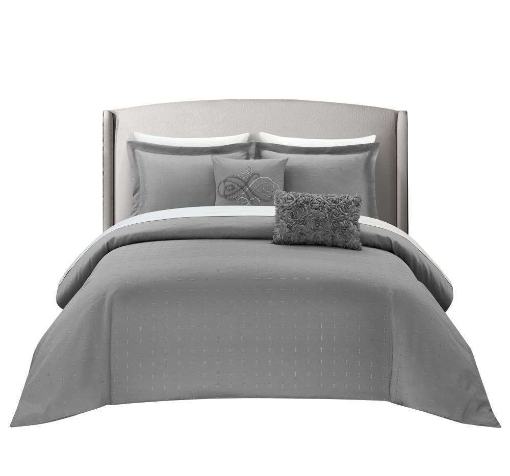 Chic Home Design BCS16201-LW Emery 5-Piece Grey Queen Comforter Set