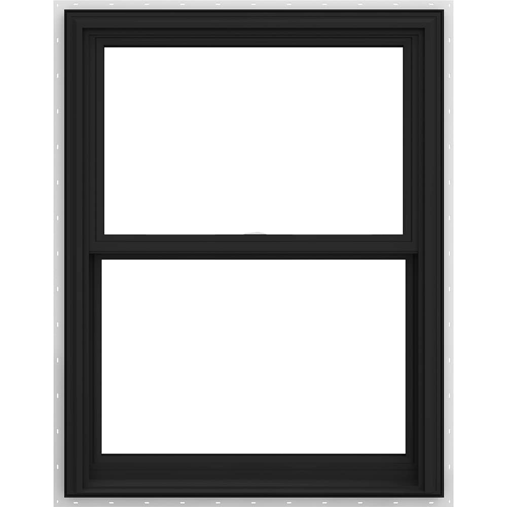 JELD-WEN LOWOLJW240200046 V-2500 29-1/2-in x 40-1/2-in Bronze White Vinyl New construction Double Hung Window Low-E argon Double Pane Glass (Full Screen Included)