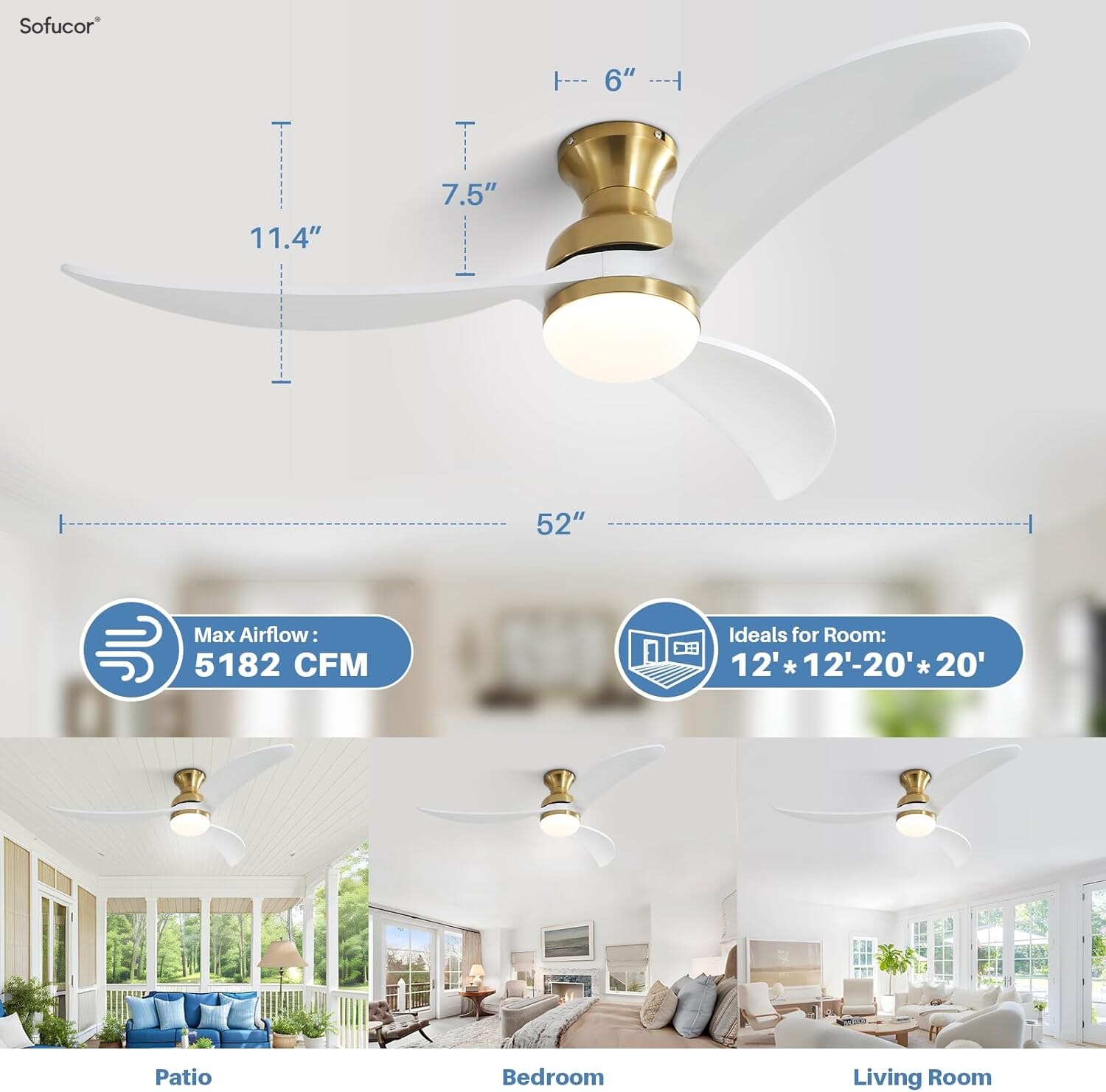 Sofucor LS-52K034SMTY-BG-WH Ceiling-Fans - View #8