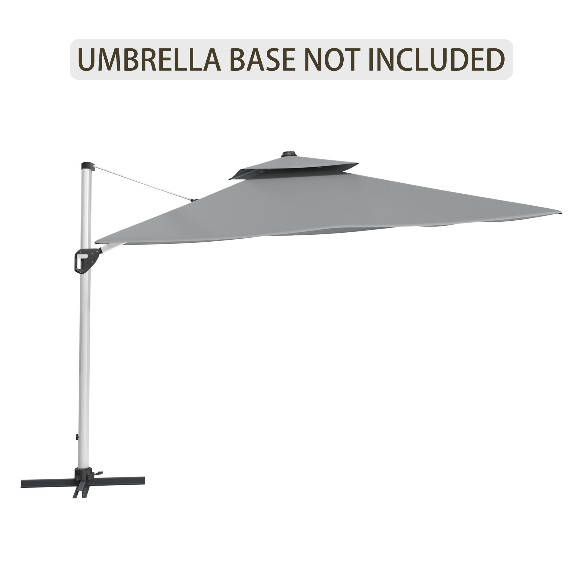 Clihome CL-BY180BU 11-ft Aluminum Gray Crank Cantilever Patio Umbrella
