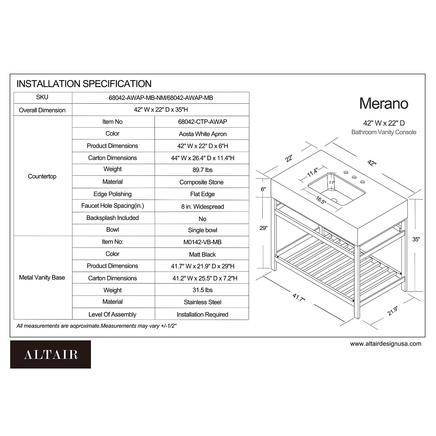 Altair 68042-AWAP-MB-NM Bath-Vanity-Combo - View #10