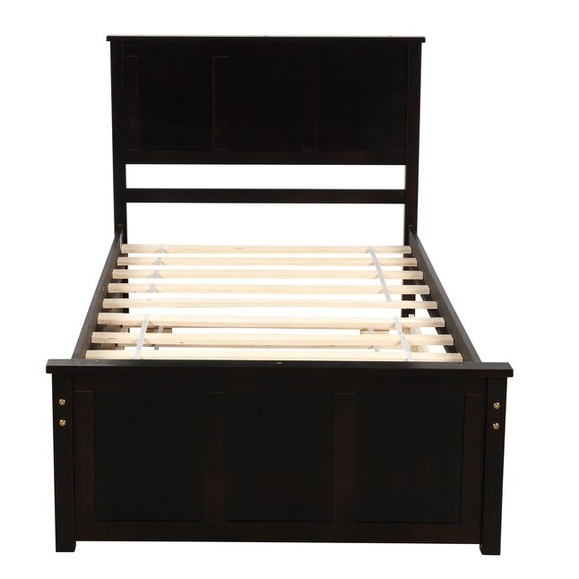 Casainc Platform Storage Bed Espresso, Espresso Twin Bed Frame With Storage