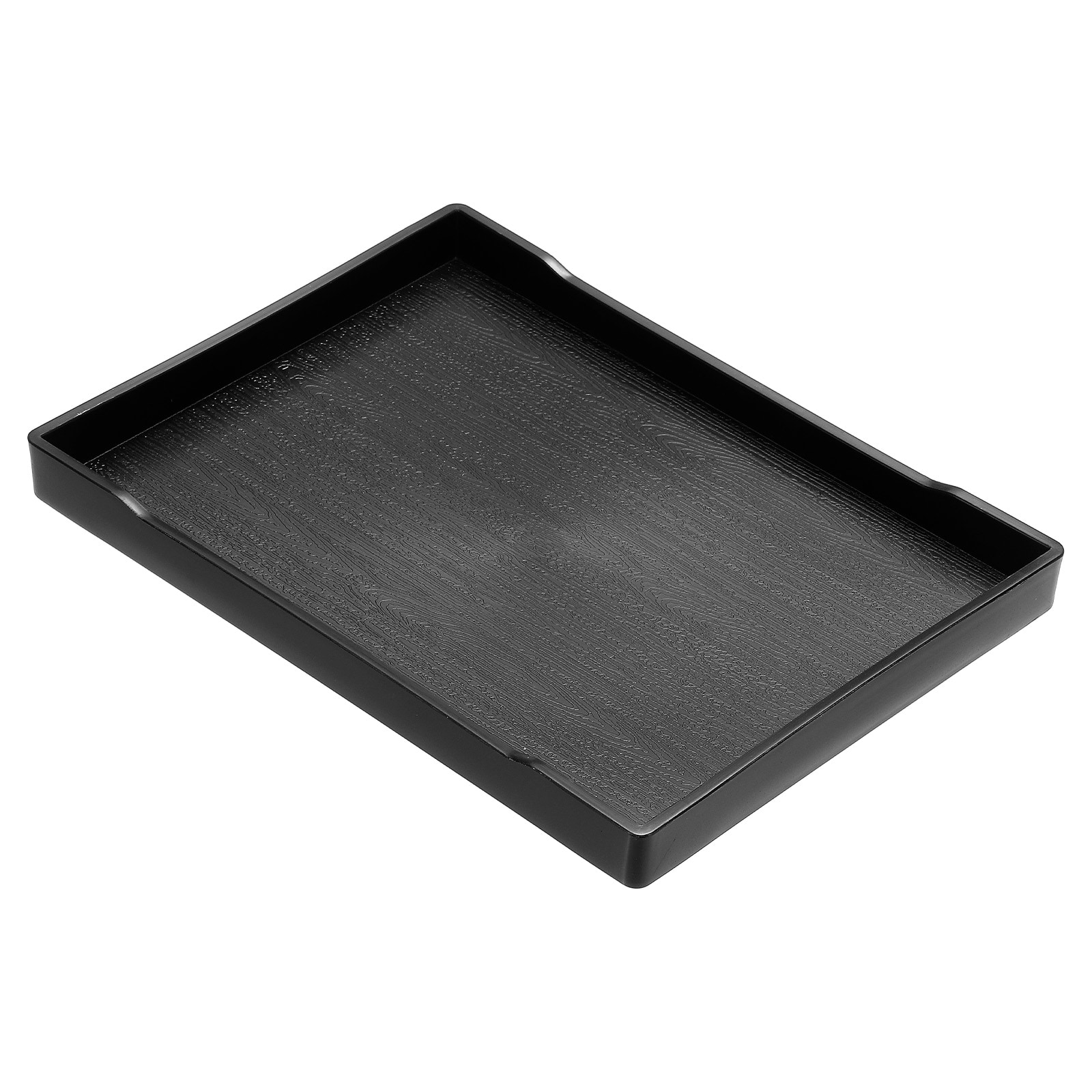 PATIKIL 13x9-in Fast Food Tray Plastic Reusable Multi-Purpose Rectangle Serving Tray for Restaurant Home Kitchen Black