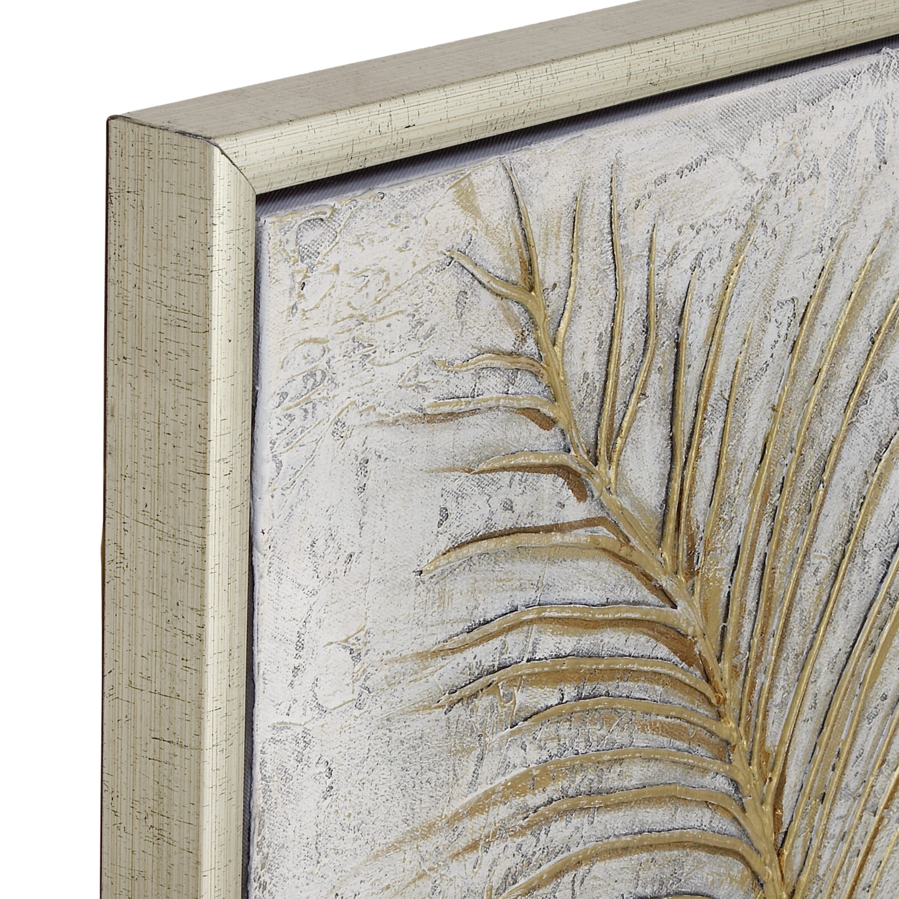 Large Gold and White Botanical Canvas Framed Wall Art
