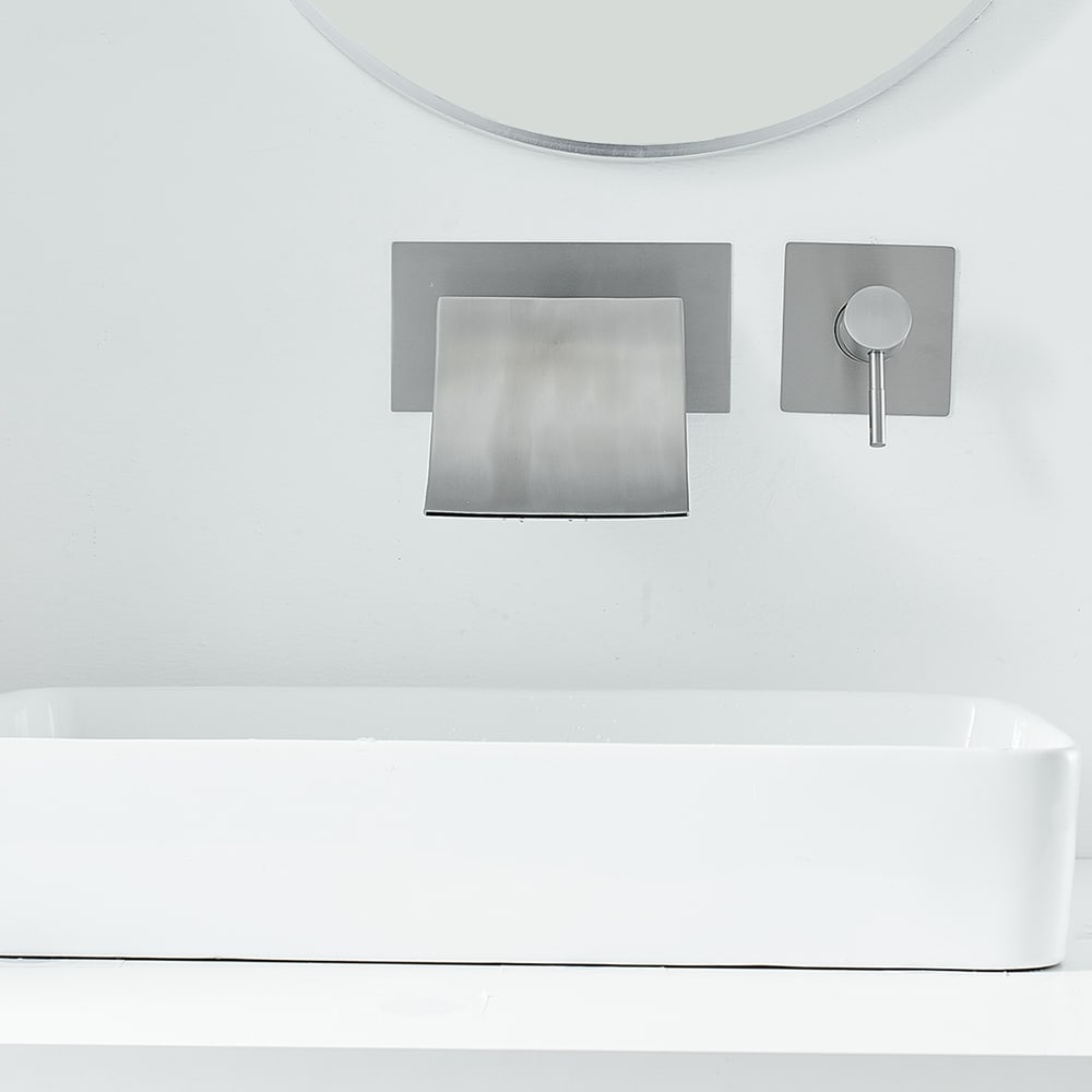 Brushed Nickel Wall Mount Waterfall Bathroom Faucet