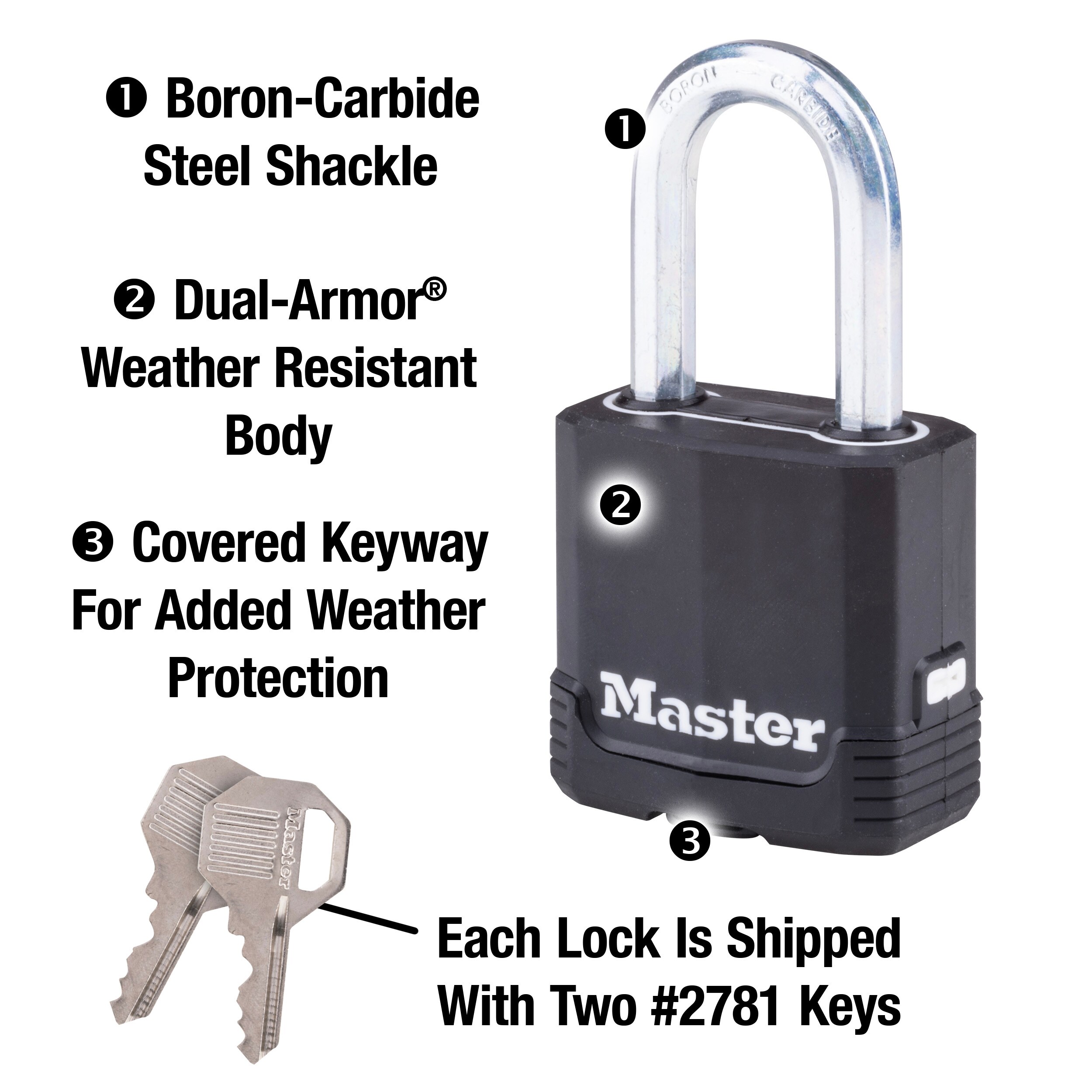 Master Lock Commercial Keyed Padlock, 1-9/16-in Wide x 1-1/2-in