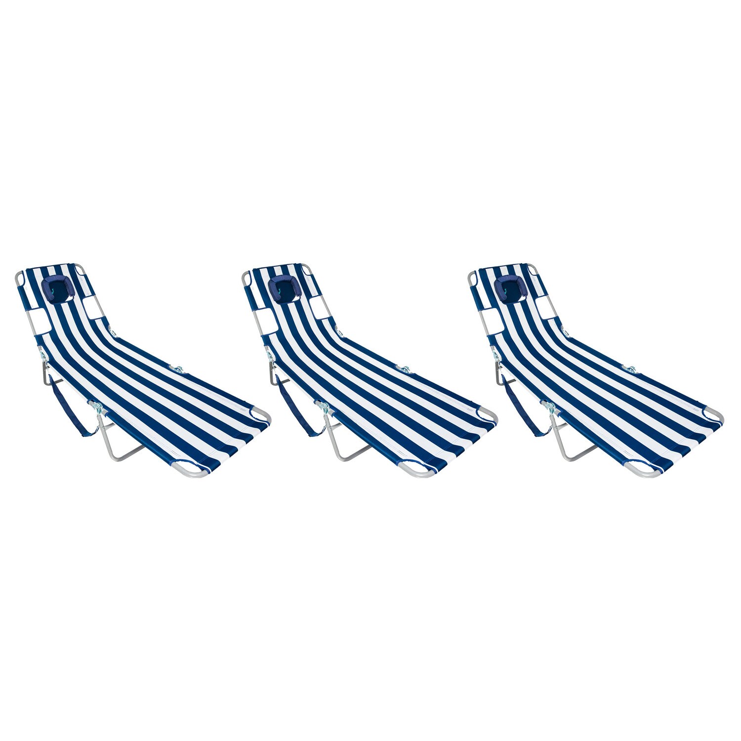 Ostrich 173452 Polyester Navy Folding Beach chair Adjustable and Carrying Strap/Handle Included