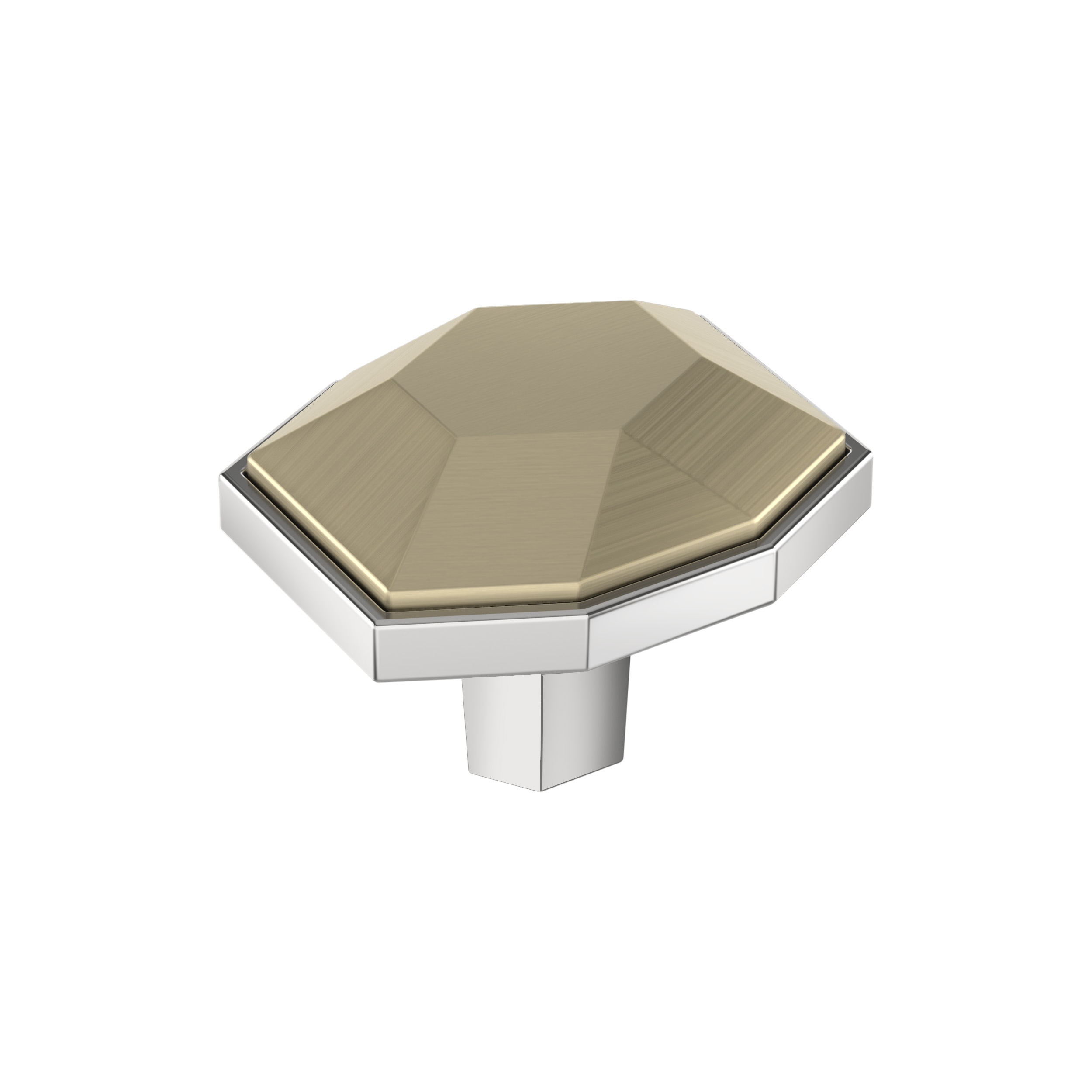 Amerock BP36638BBZ26 London 1-5/8-in Golden Champagne/Polished Chrome Geometric Contemporary Cabinet Knob
