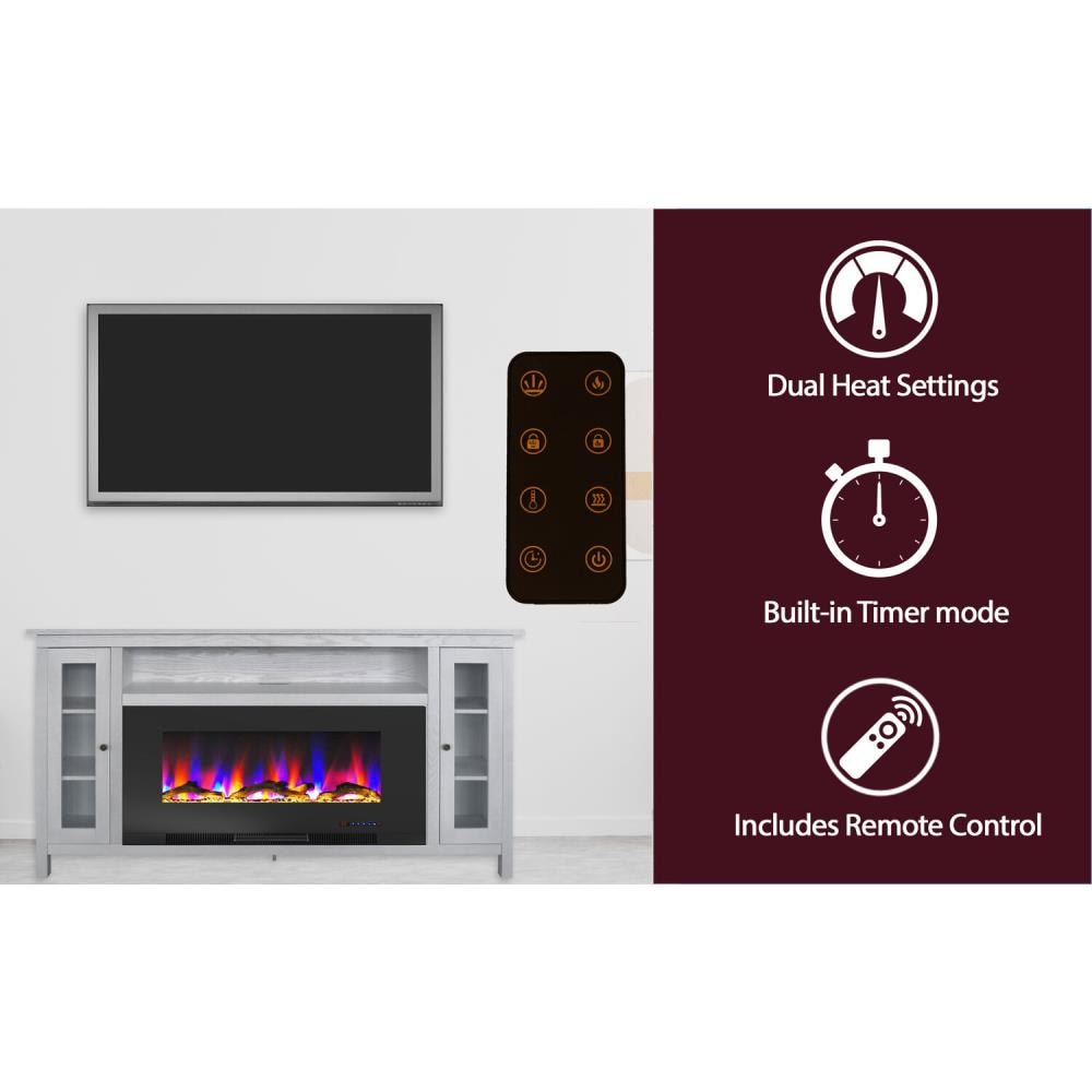 Cambridge 69.7-in W White/Black TV Stand with LED Electric Fireplace CAM6938-2WHT Sansujyuku sansujyuku.com