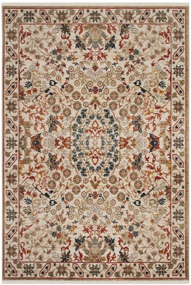 Safavieh KSN301C-8 Kashan Qum 8 x 10 (ft) Loomed Polypropylene Ivory/Ivory Rectangular Indoor Border Farmhouse/Cottage Area rug