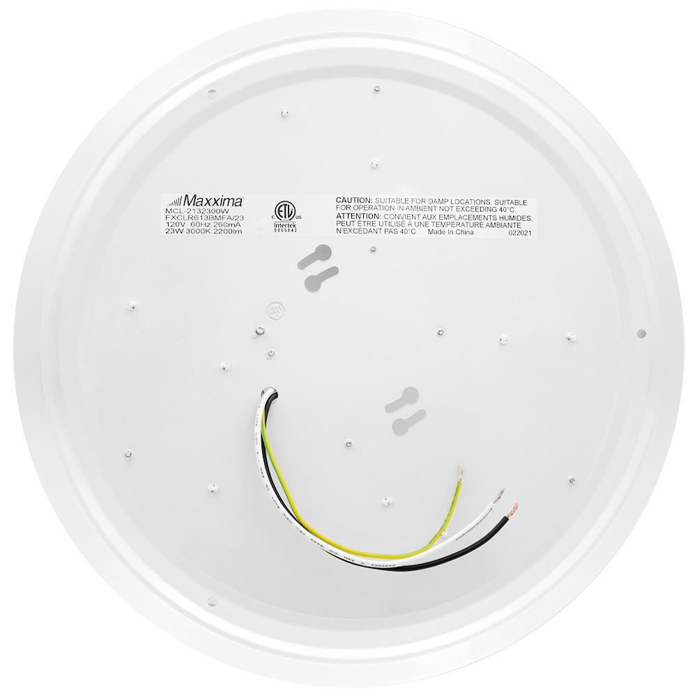White Round LED Flush Mount Ceiling Light, 13 Inch