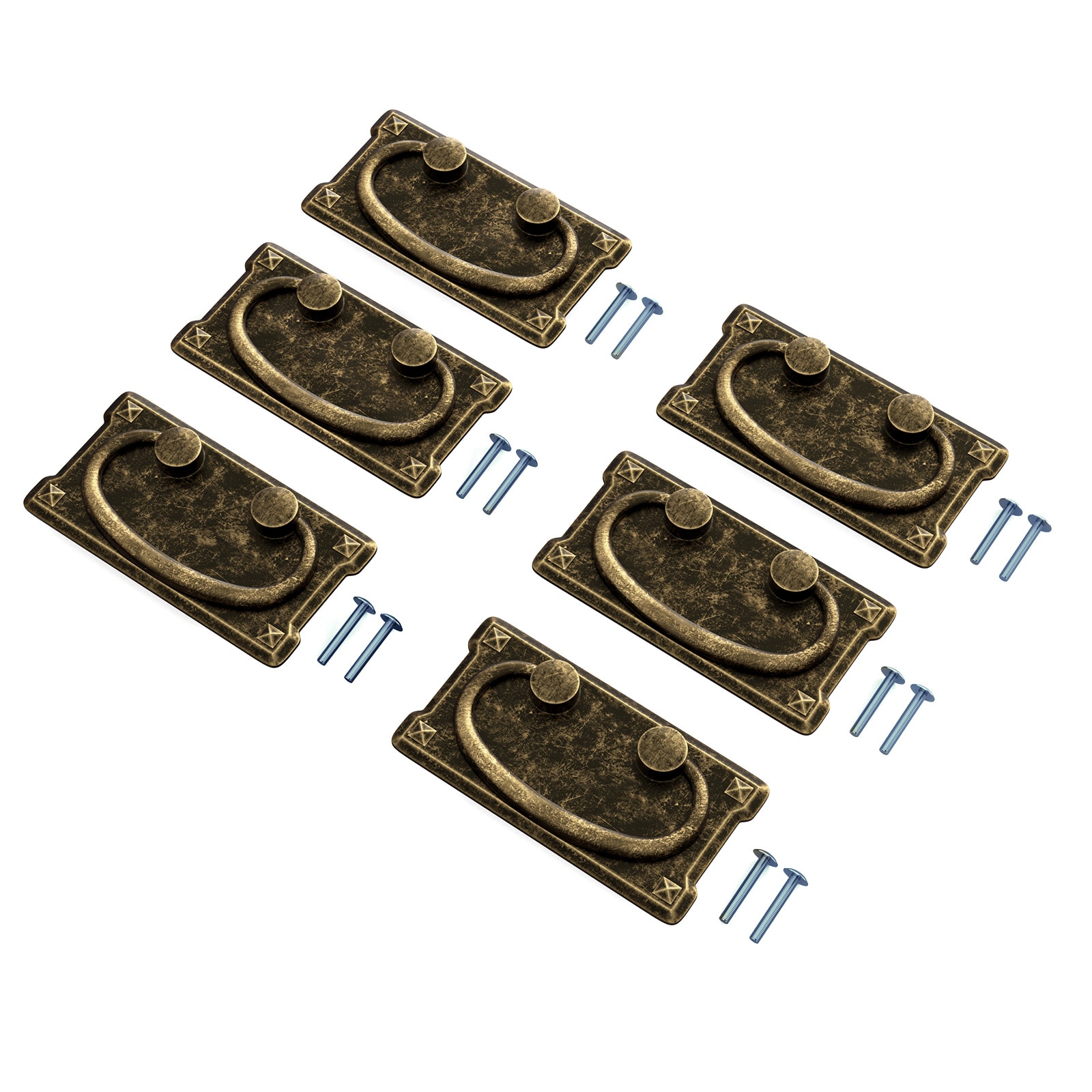 Miaokesen Rectangular Ring and Finger Drawer Pulls 6-Pack
