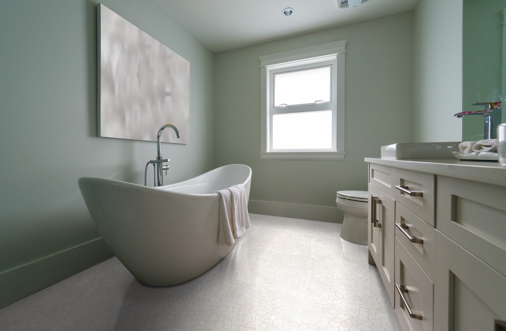 11" x 11" White Tumbled Marble Mosaic Tile