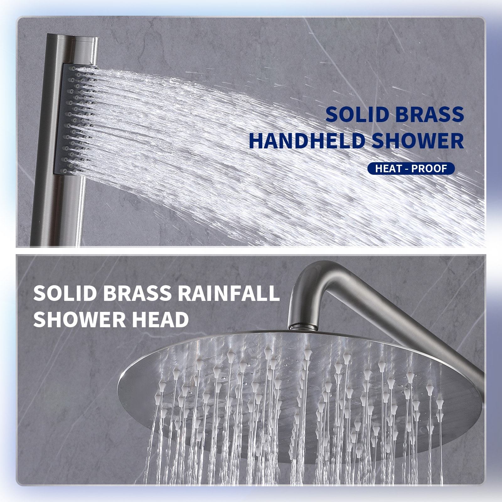 Large Brushed Nickel Rain Shower Faucet with Handheld