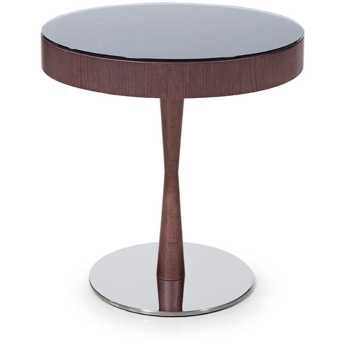HomeRoots 284464 Valerie 21-in W x 22-in H Brown Oak Glass Round Modern End Table Assembly Required