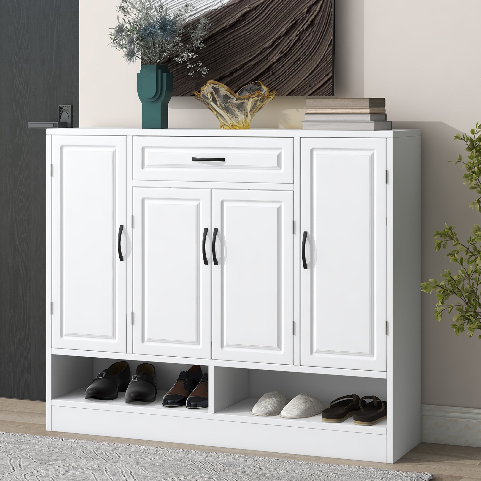 Yiekholo LL-1223AAK 39.4-in H 2 Tier 20 pair White MDF Shoe cabinet