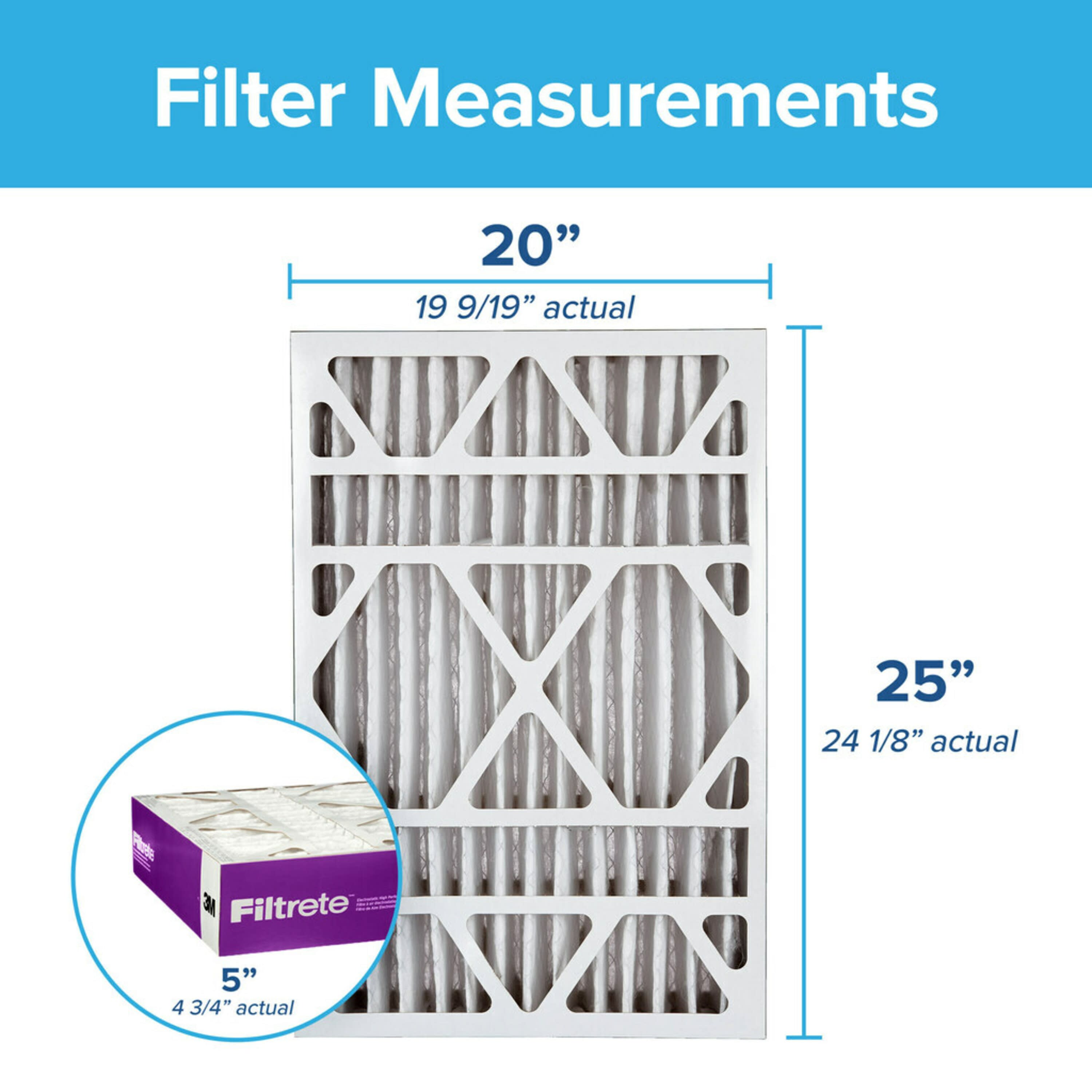 Filtrete 20-in W x 25-in L x 5-in MERV 12 1550 MPR Allergen, Bacteria ...