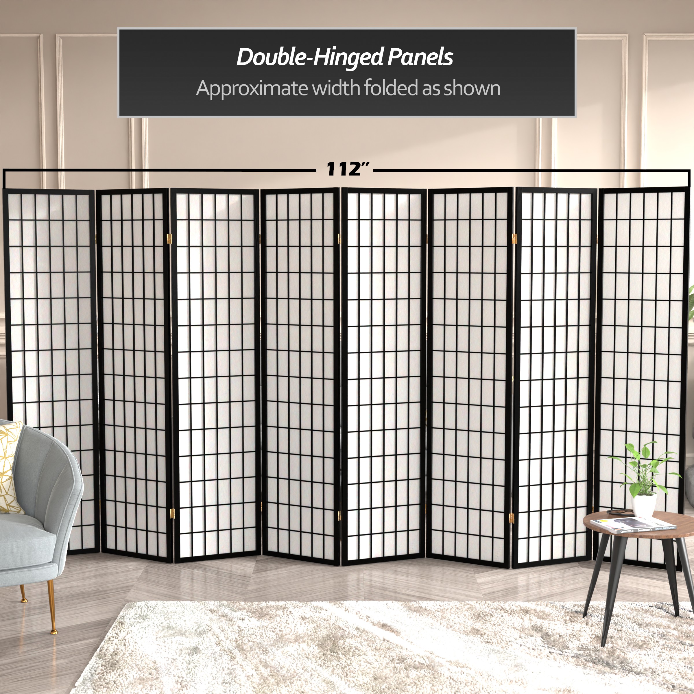 Oriental Furniture SSCWP-8P-BLK Indoor-Privacy-Screens - View #5