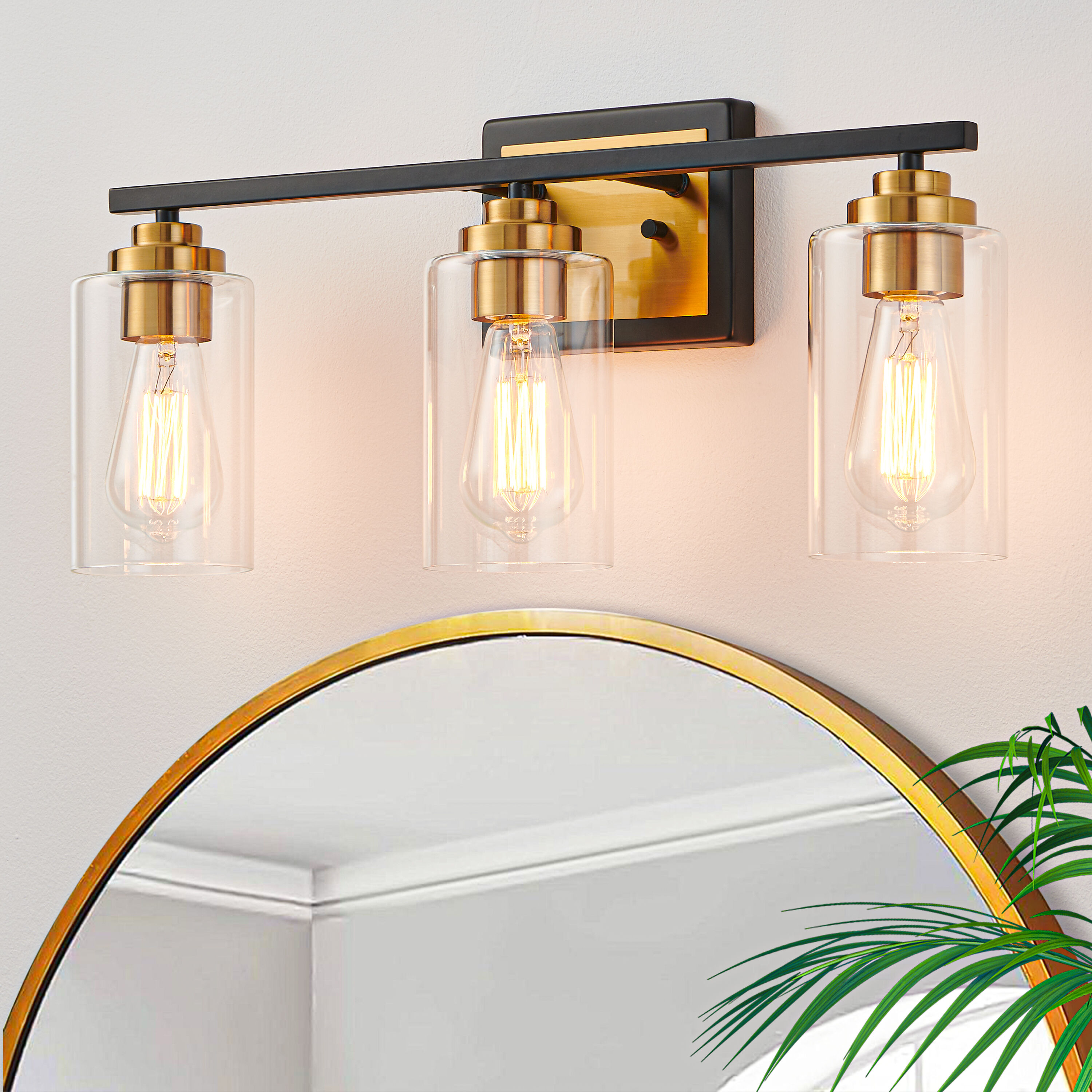 KAWOTI 21379 Nolan 22-in 3 -Light Matte Black Modern/contemporary Vanity light