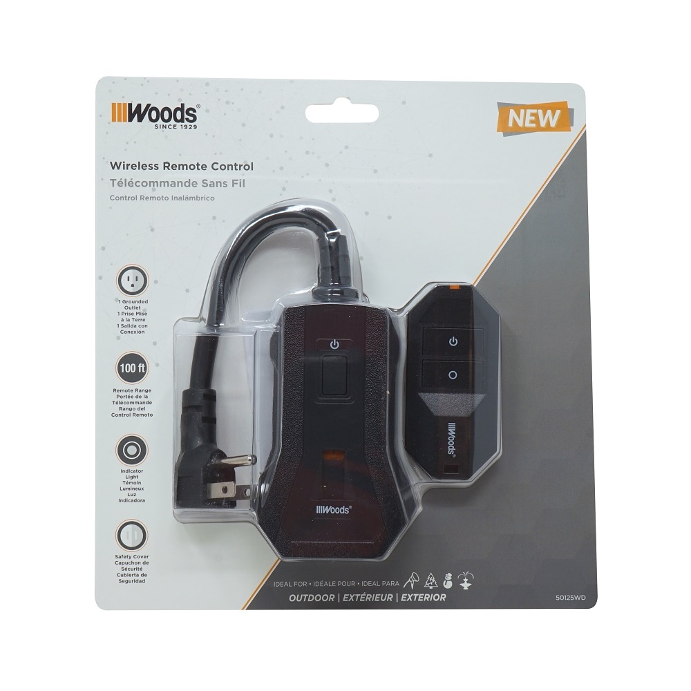 Woods 50125WD Remote Control Wireless Outdoor Outlet 