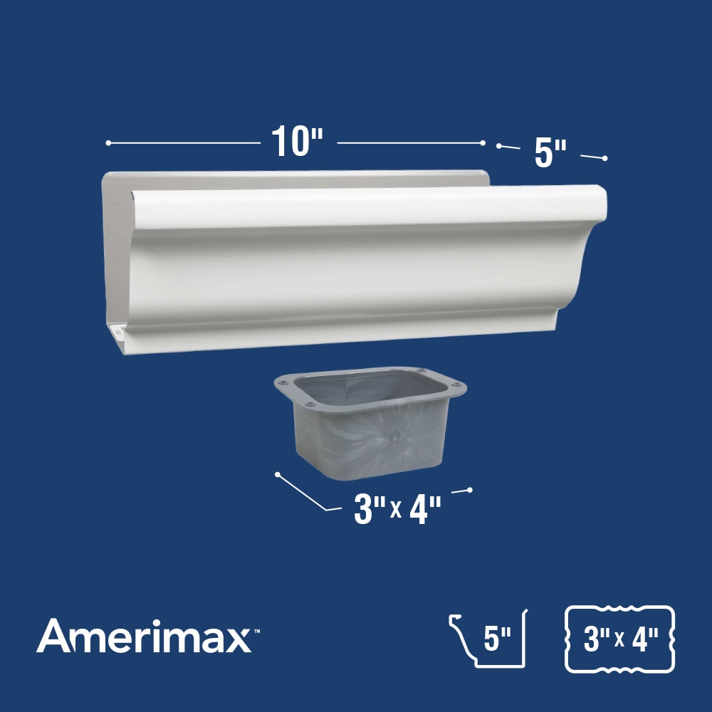 Amerimax 5-in X 10.5-in White K Style Gutter End With Drop In The ...