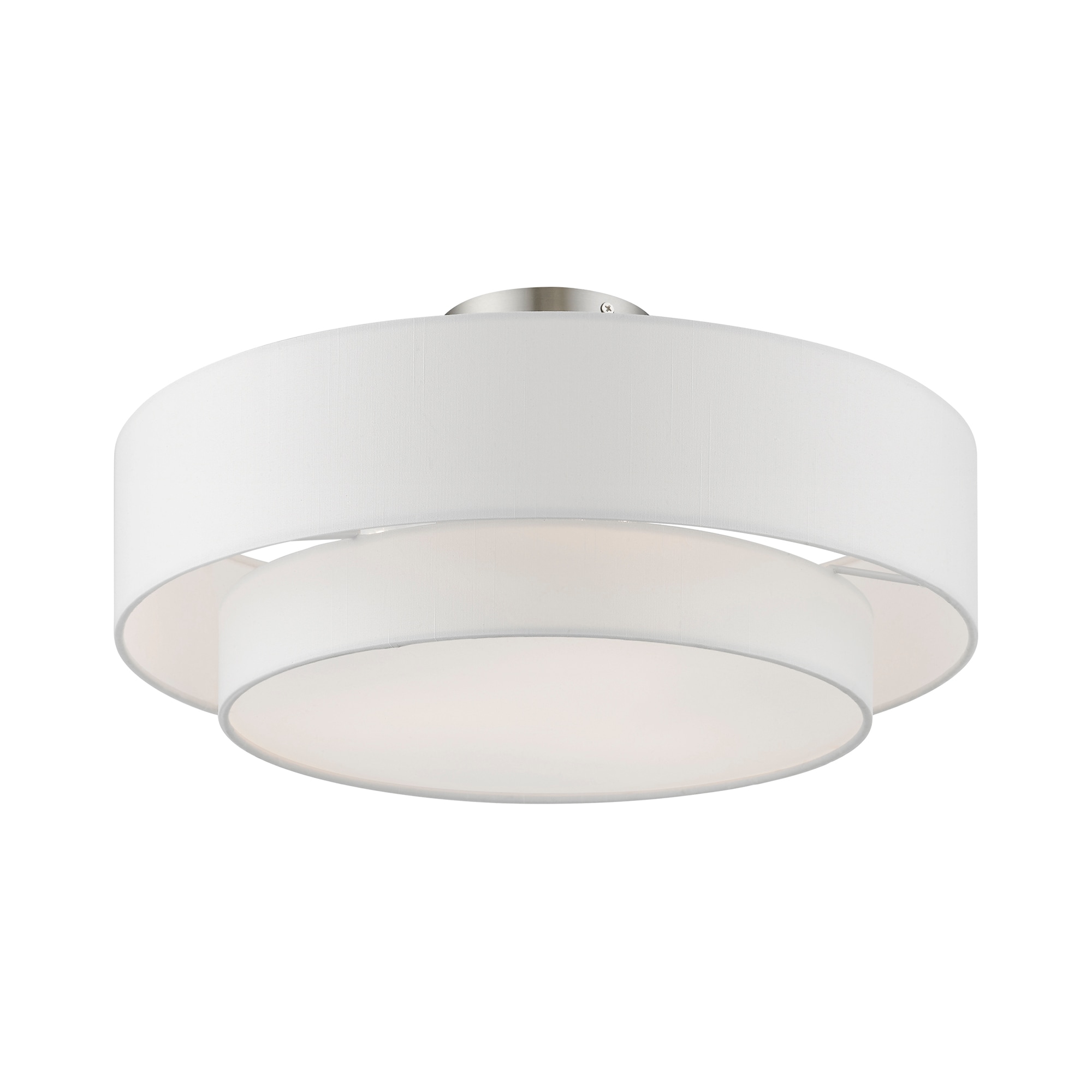 Meridian Brushed Nickel 3-Light LED Semi-Flush Mount with Glass Diffuser