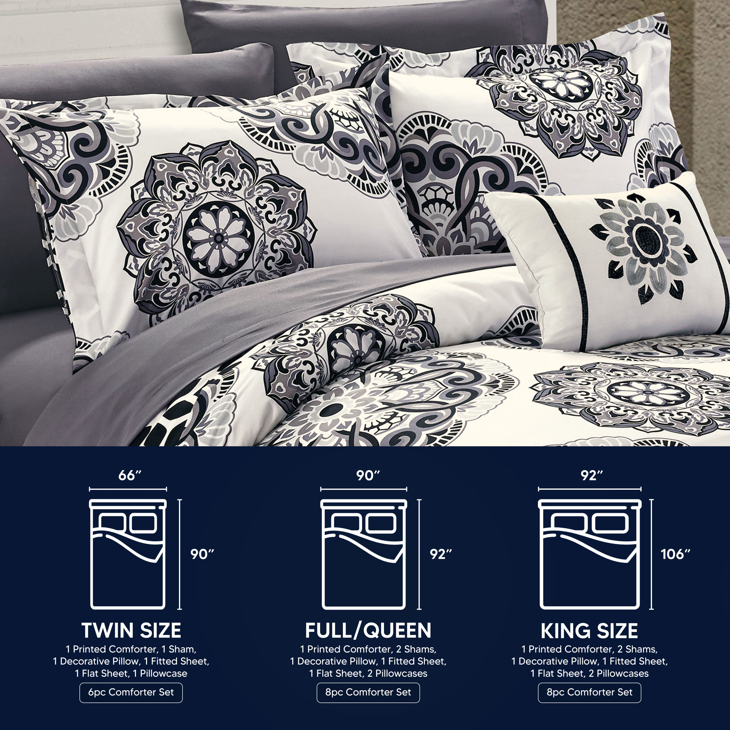 Chic Home Carlton Comforter Set - Queen 86x86, Burgundy - Queen 