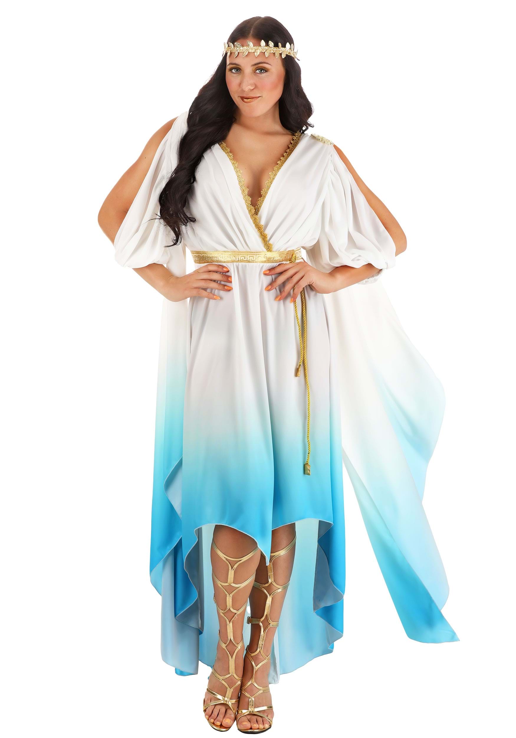 HalloweenCostumes.com X Large Women Deluxe Goddess Costume for Women | Greek Goddess Costumes, Blue/White