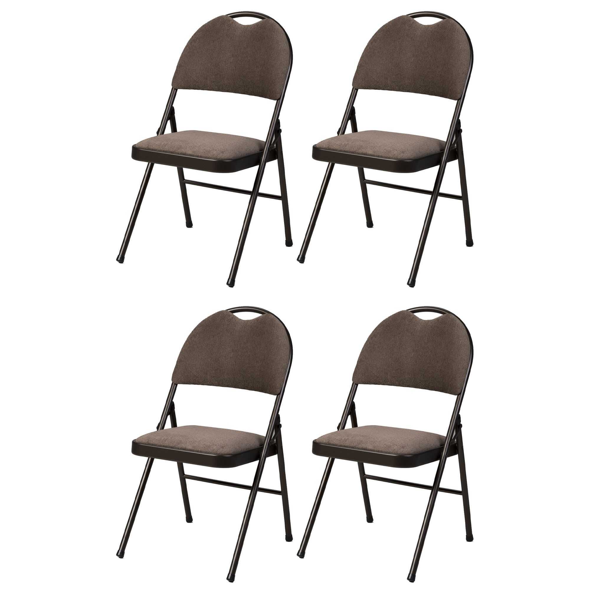 Meco Corporation 321745 Sudden Comfort Corrin Fabric Double Padded High Back Folding Chair with Cinnabar Steel Frame for Indoor Outdoor Use Set of 4