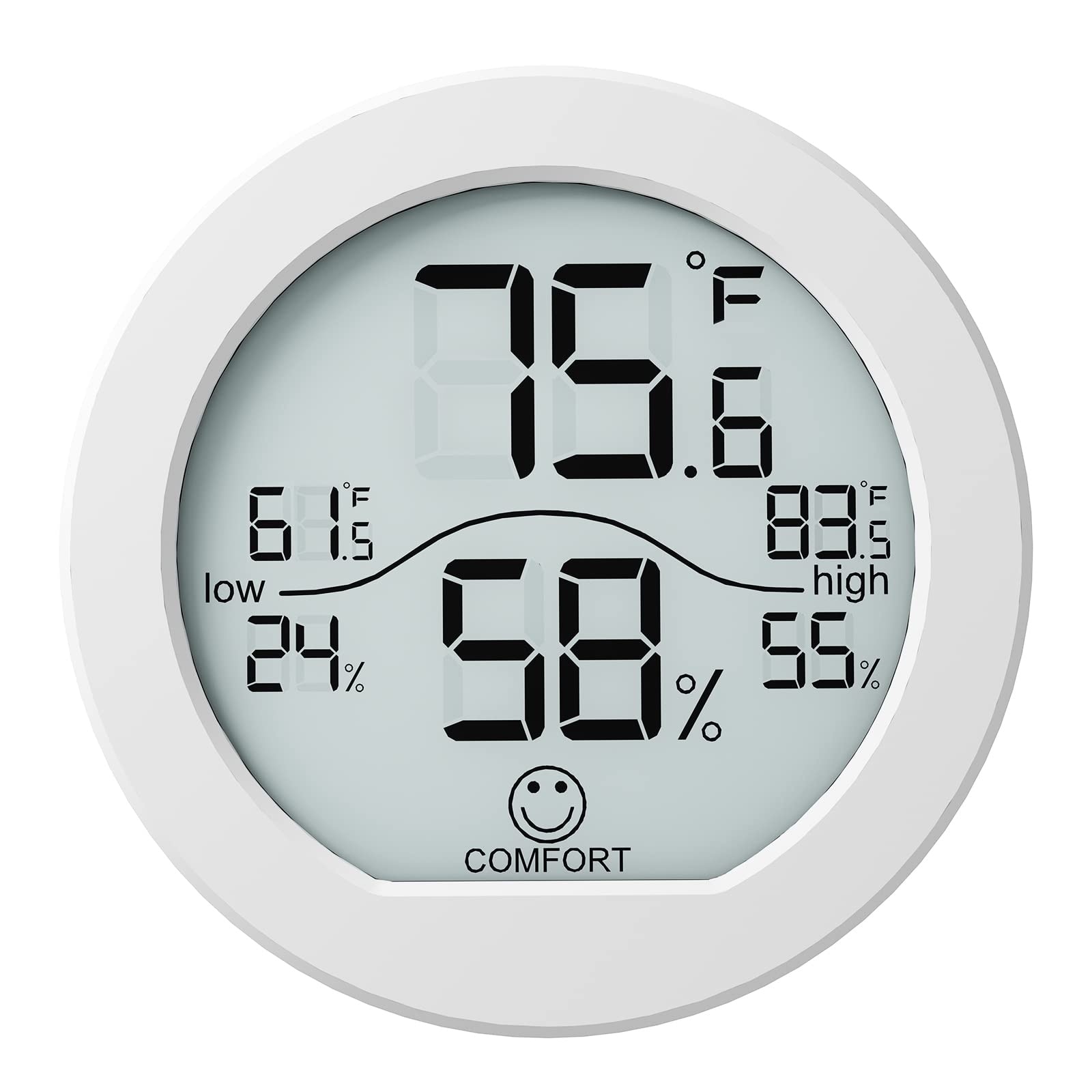 ITOPFOX  Digital Hygrometer Thermometer Indoor Room Temperature Humidity Meter LCD Sensor with Maximum Minimum Records Air Comfort Indicator White
