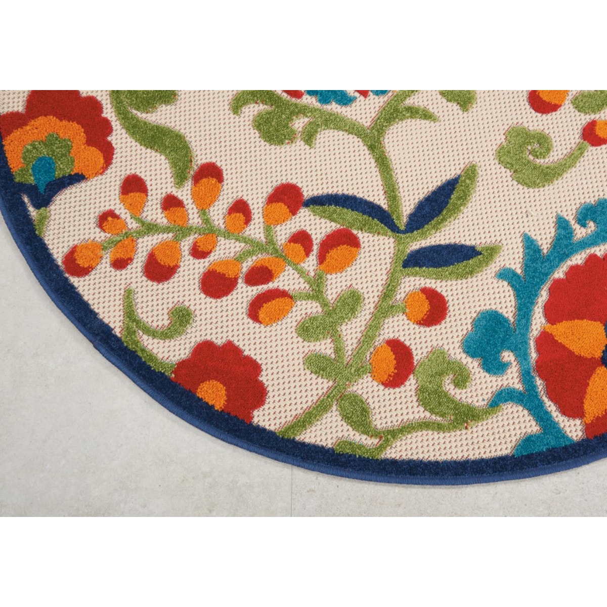 HomeRoots 4000384796 5 x 5 (ft) Polypropylene Multicolor Round Indoor/Outdoor Floral Area rug