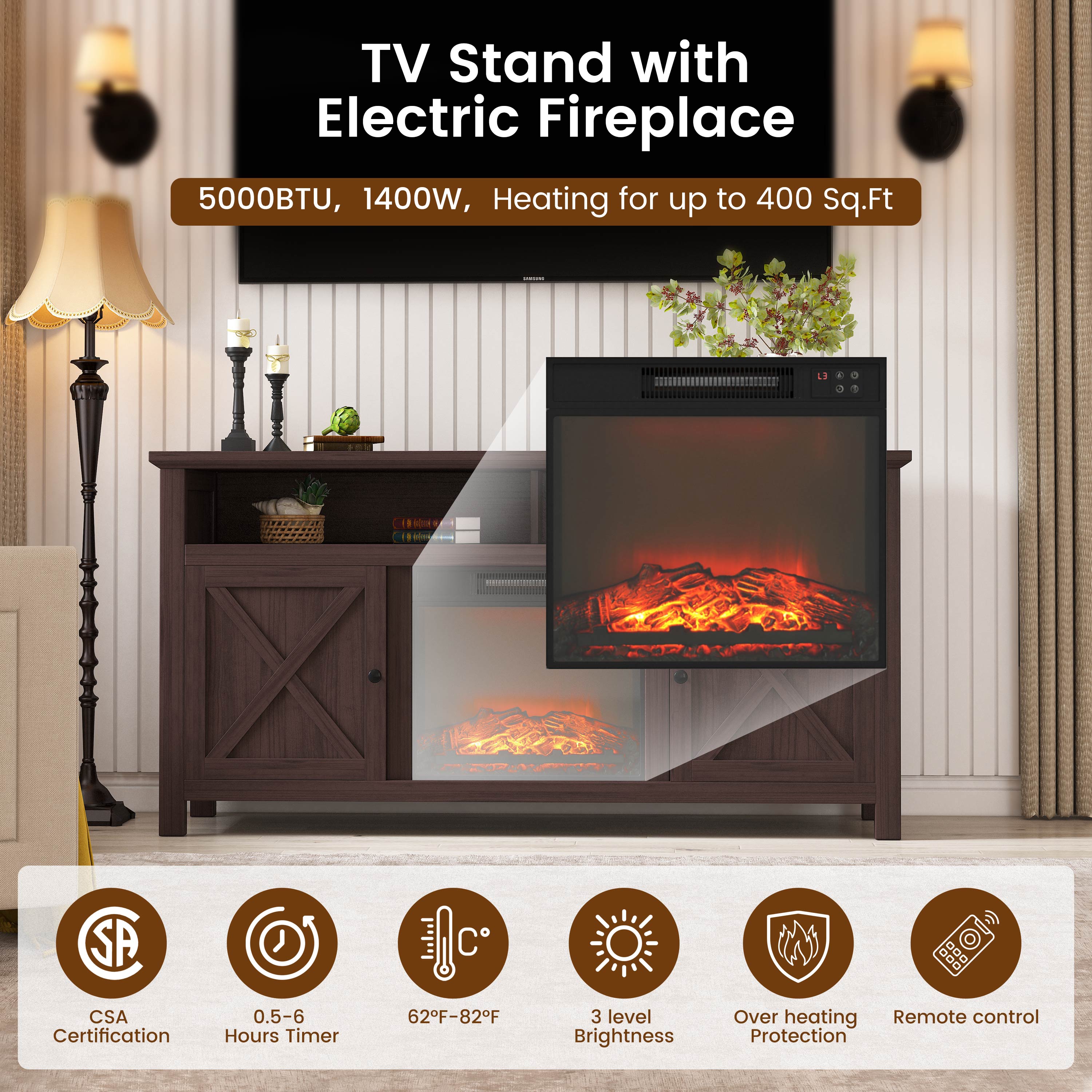 Mondawe MO-SX1HA58BR Electric-Fireplaces - View #2