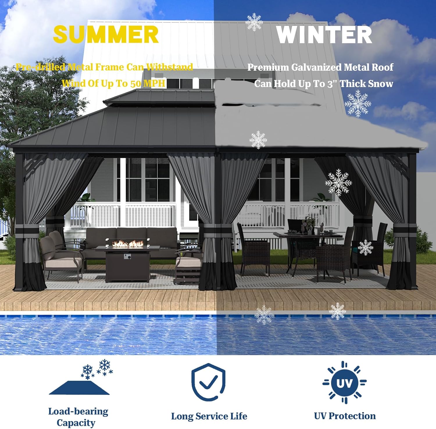 ALAULM LS-1220GAZBEO-GREY Wood-Resin-Gazebos - View #7