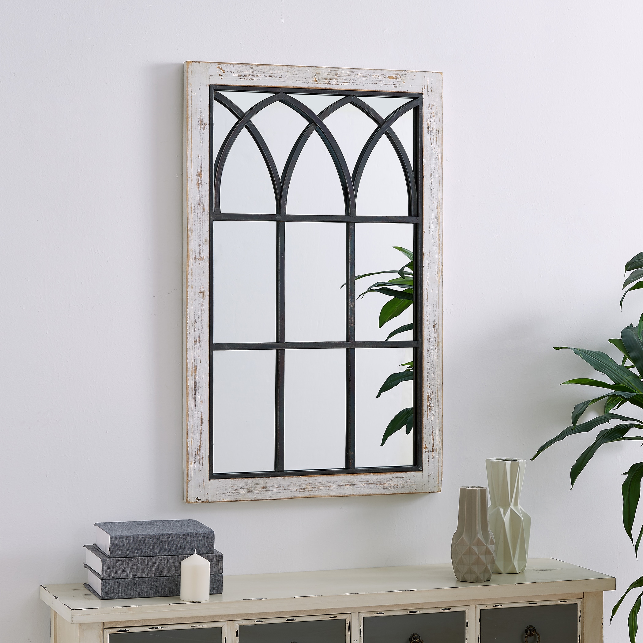 FirsTime FirsTime and Co 24-in W x 37.5-in H Distressed White Framed ...
