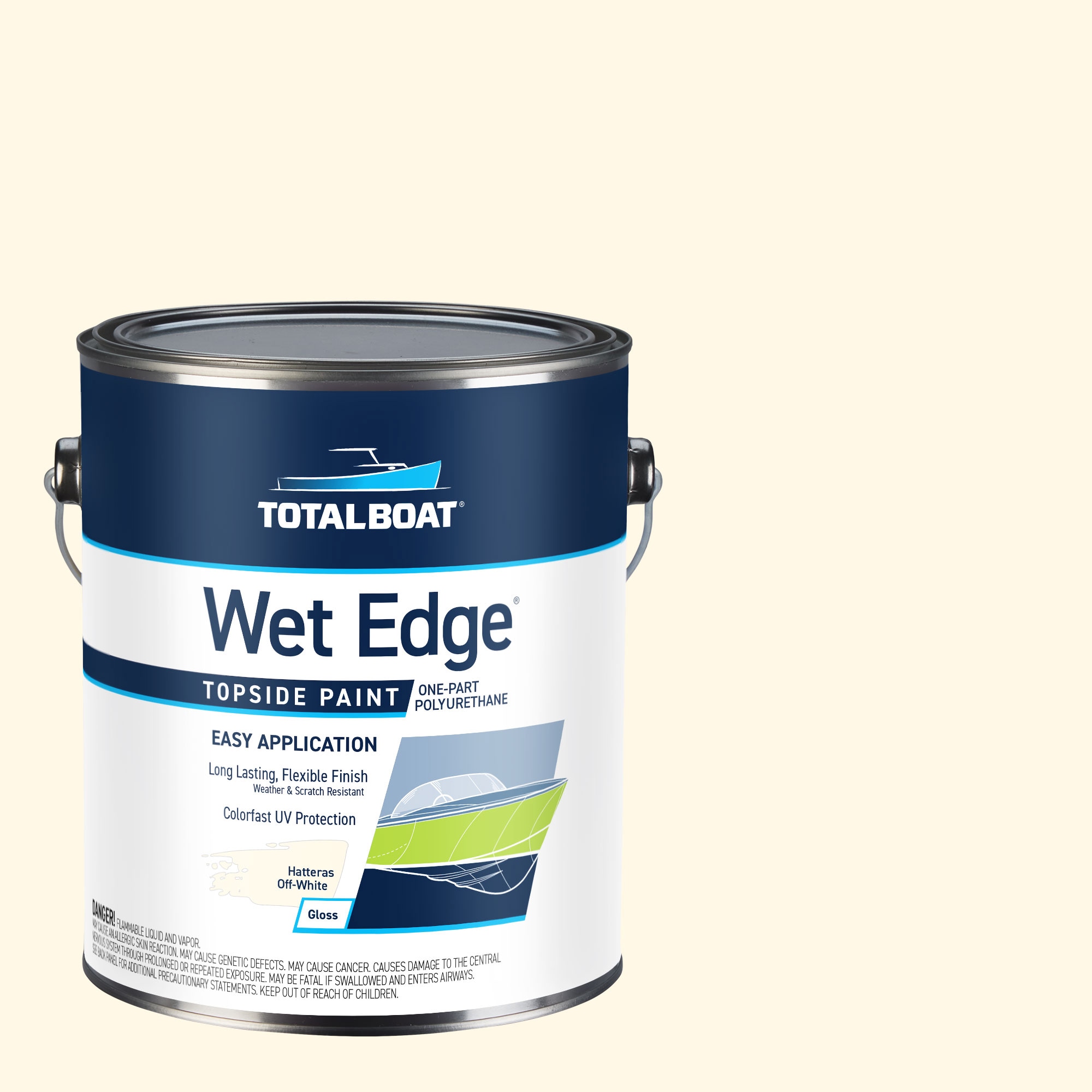 TotalBoat 365416 Wet Edge Topside Paint High-gloss Hattaras Off-White Enamel Oil-based Marine paint ( 1-gallon )