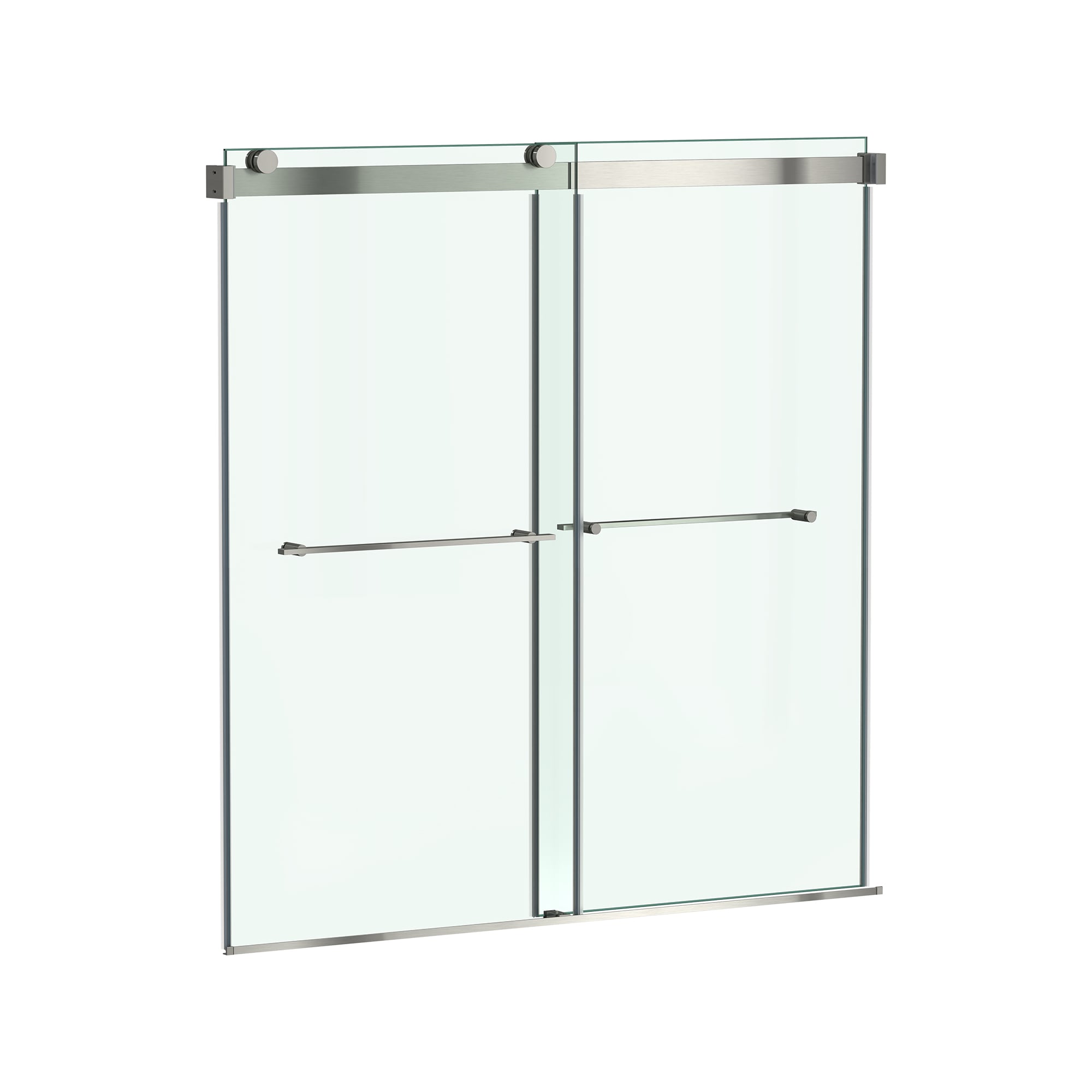 American Standard AM00853400.295 Aspirations Brushed Nickel 58-1/2-in to 60-in W x 60-in H Frameless Bypass Sliding Bathtub door