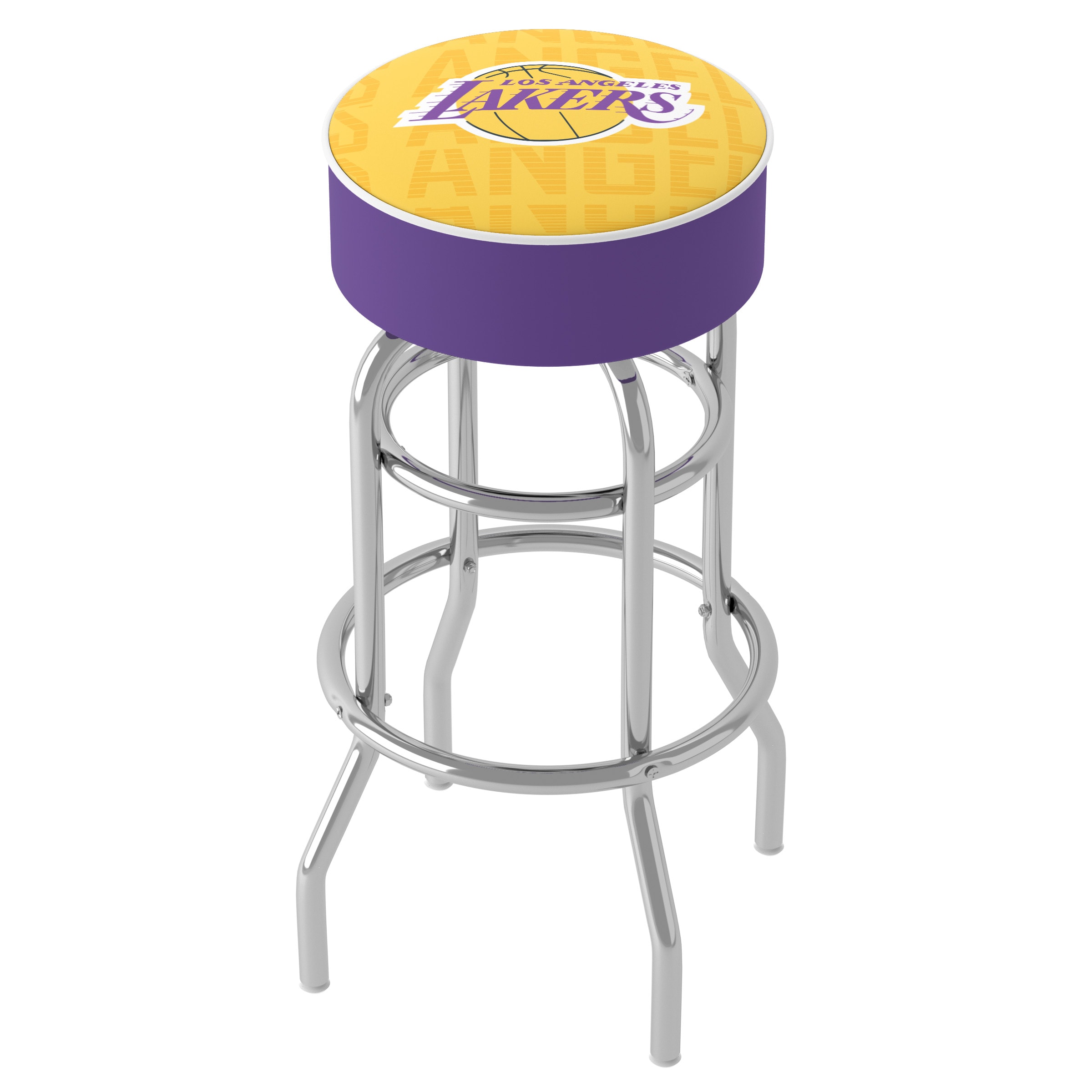 Trademark Gameroom NBA1000-LAL3 Los Angeles Lakers Bar Stools Los Angeles Lakers 31.0-Inches H Bar height Round seat Upholstered Swivel Metal Bar Stool