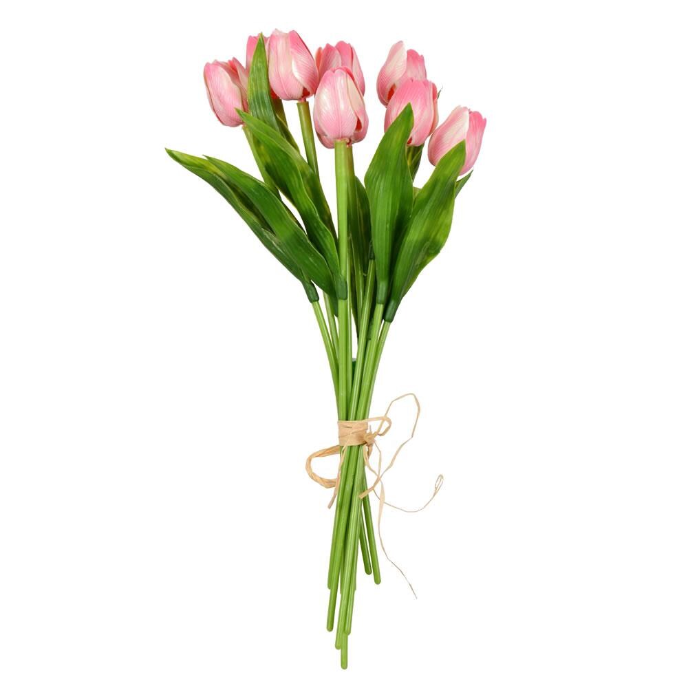 Vickerman FI190379 14-in Pink Indoor Tulips Artificial Flower