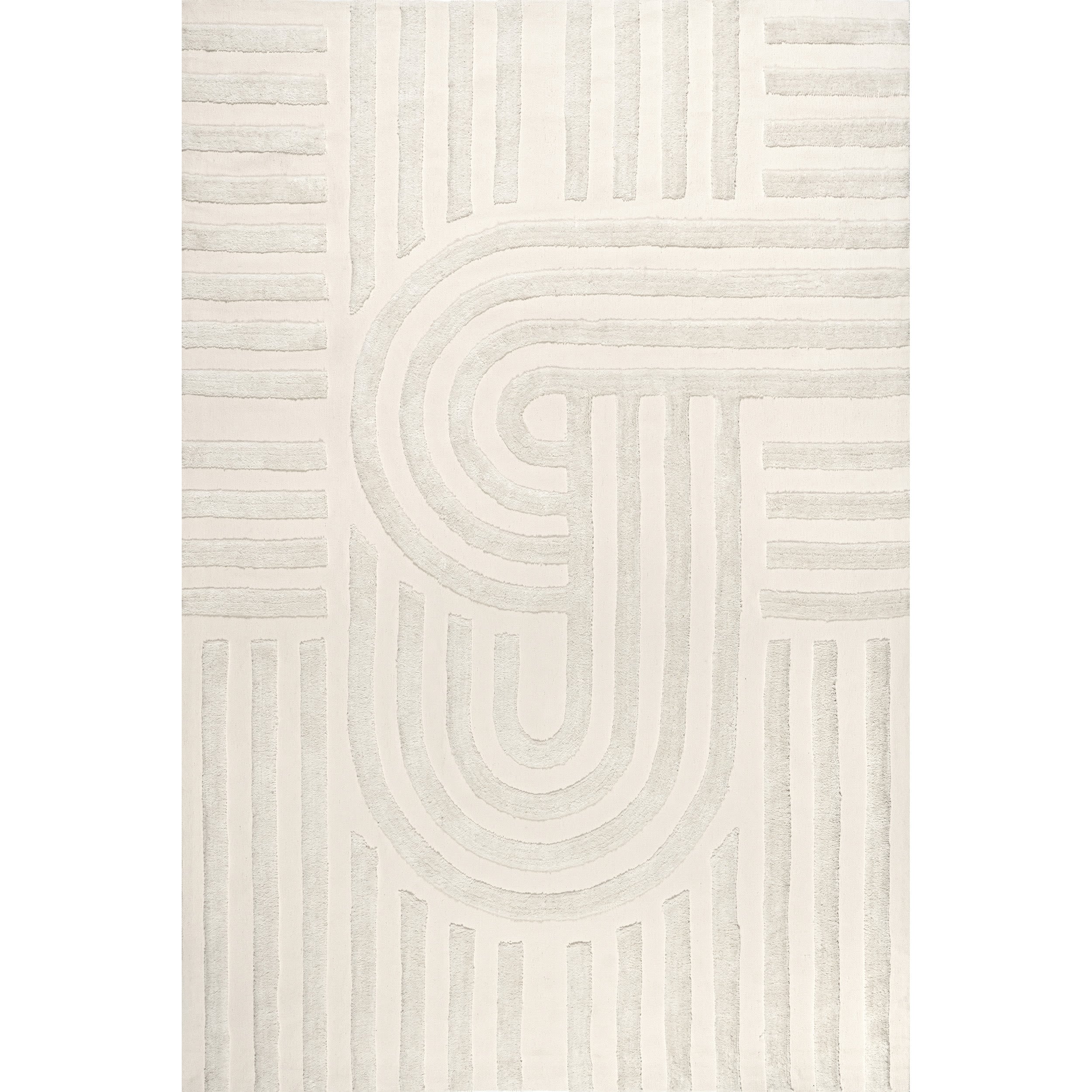Downtown Ivory Geometric Wool-Synthetic Blend 5' x 8' Area Rug