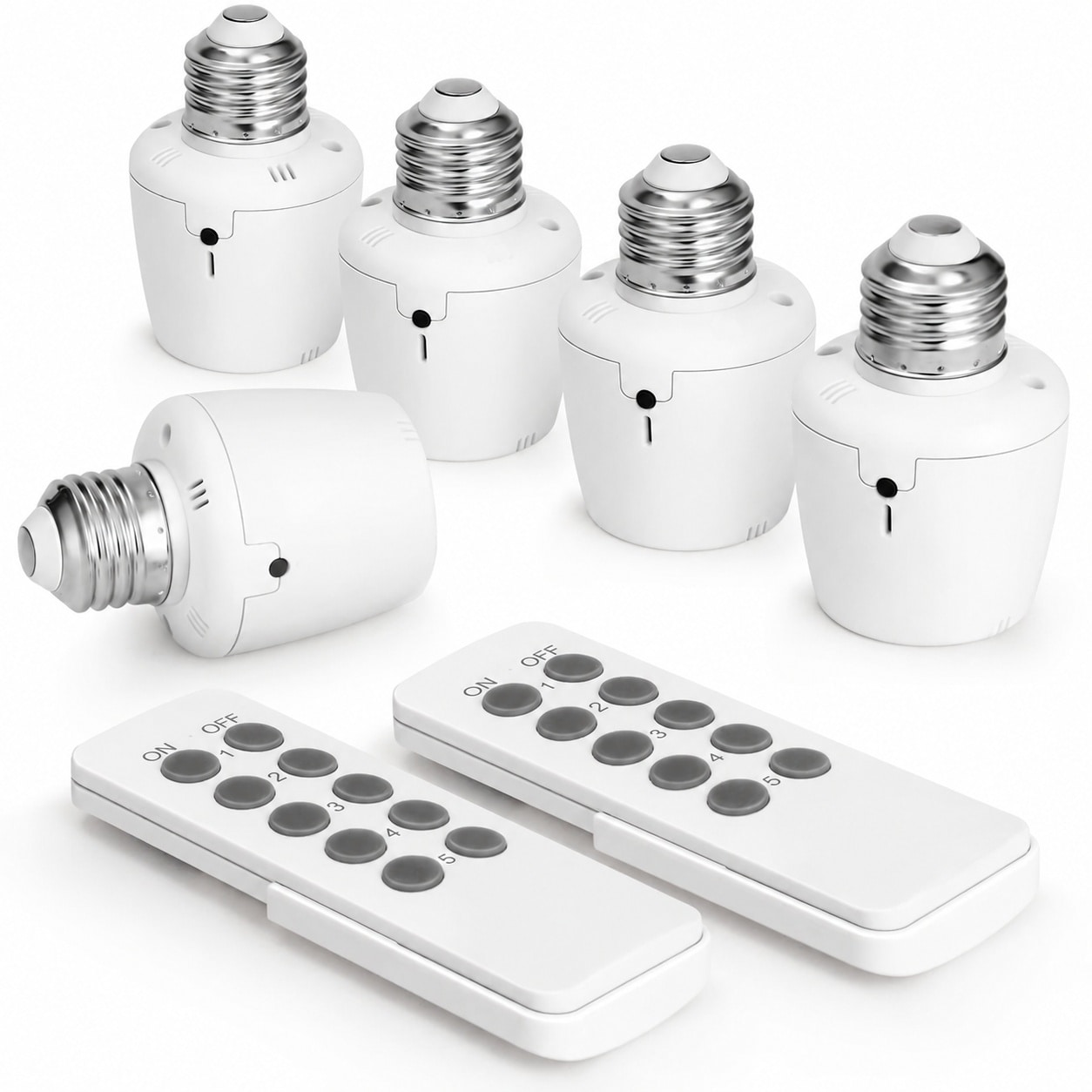 Lukvuzo  Remote Control Light Socket Set Wireless E26 E27 Bulb Base 100FT Range Wall Mountable Light Switch for Lamps Pull Chain Fixture 5 pcs