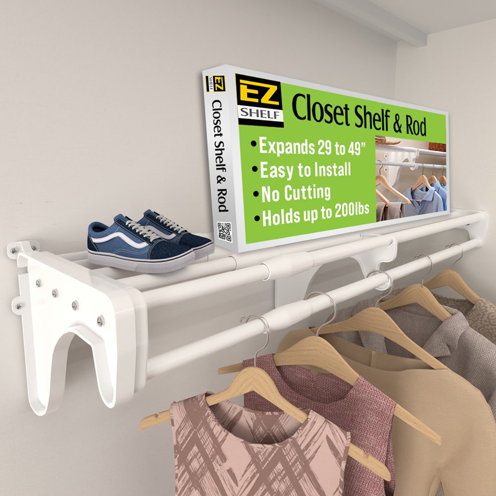 EZ Shelf EZS-SCRW48-1-1 Easy Shelf Expandable Closet Shelving 4-ft x 12-Inches White Fixed mount Wire Shelf