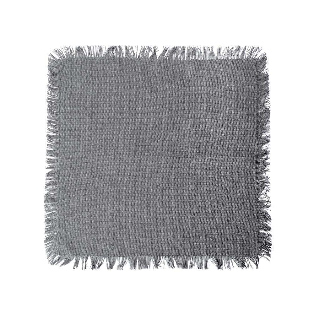 Gray and White Cotton Fringed Checkered Dishcloth Set