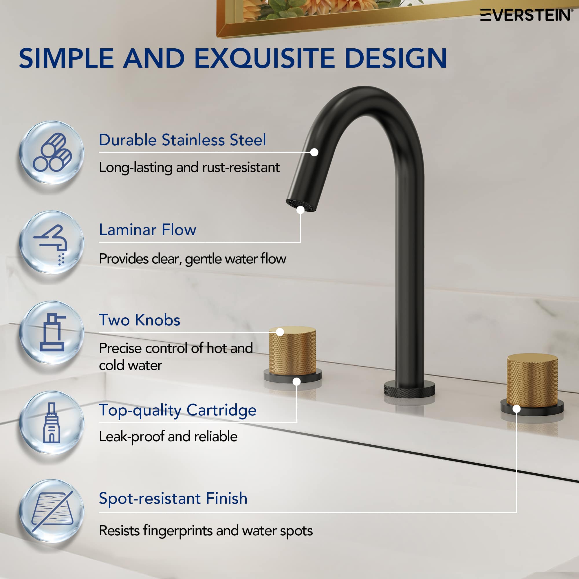 EVERSTEIN SFS-1149-BK-GD Lavatory-Faucets - View #7
