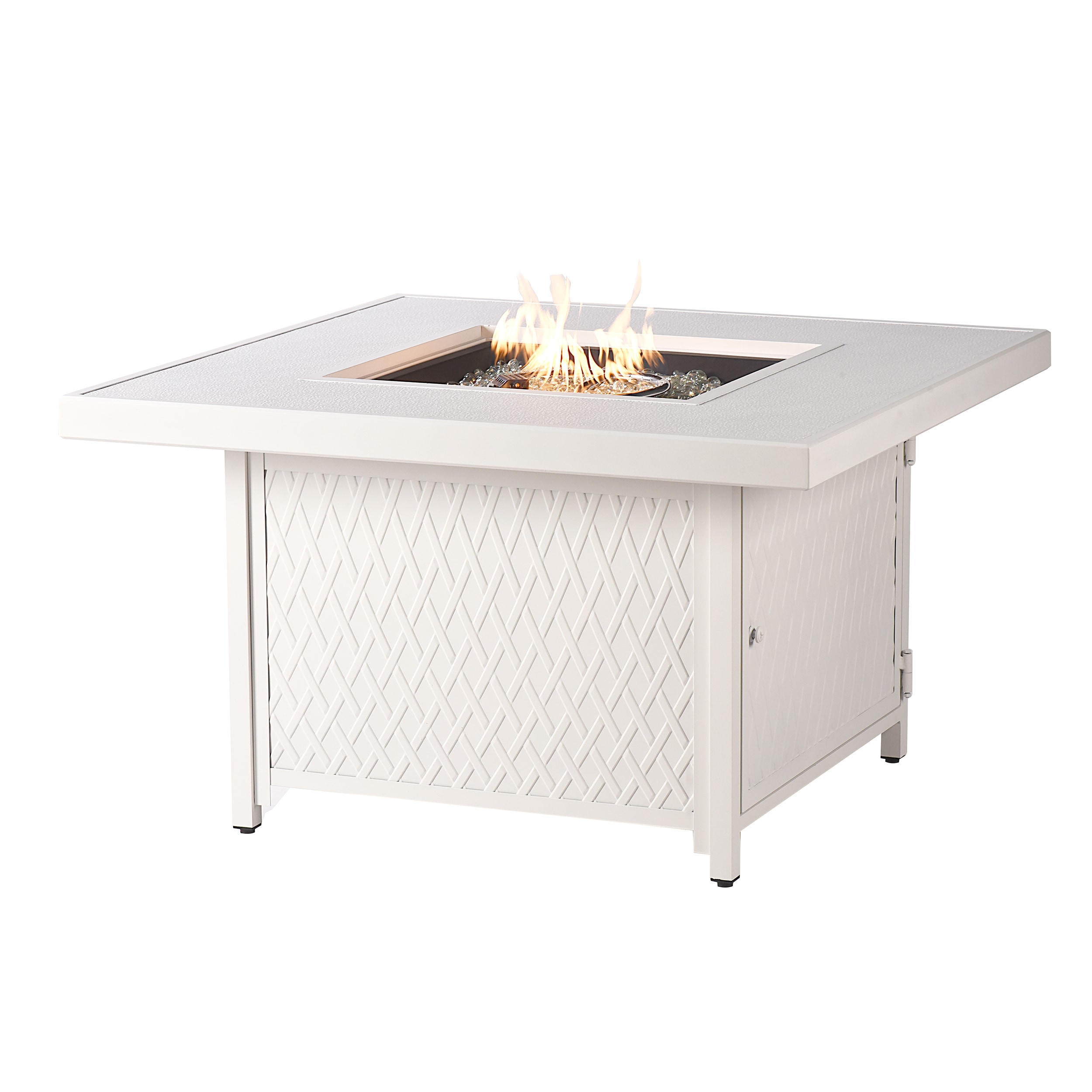 Oakland Living FARO-FPT-WT 42-in W White Portable Aluminum Square Liquid propane Fire pit table
