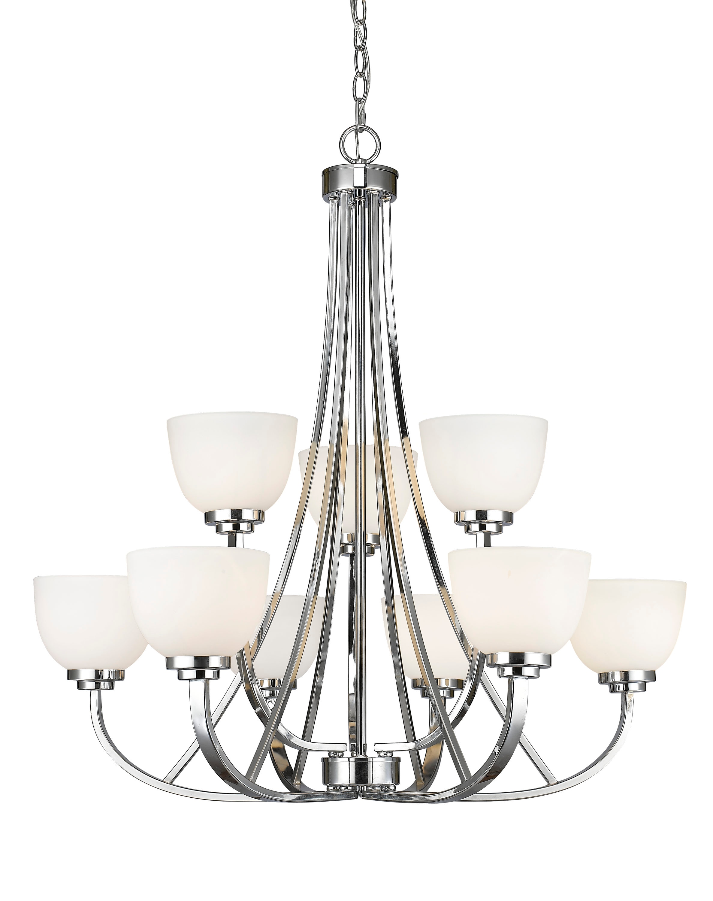 Ashton Elegance 31" Chrome Chandelier with Matte Opal Glass